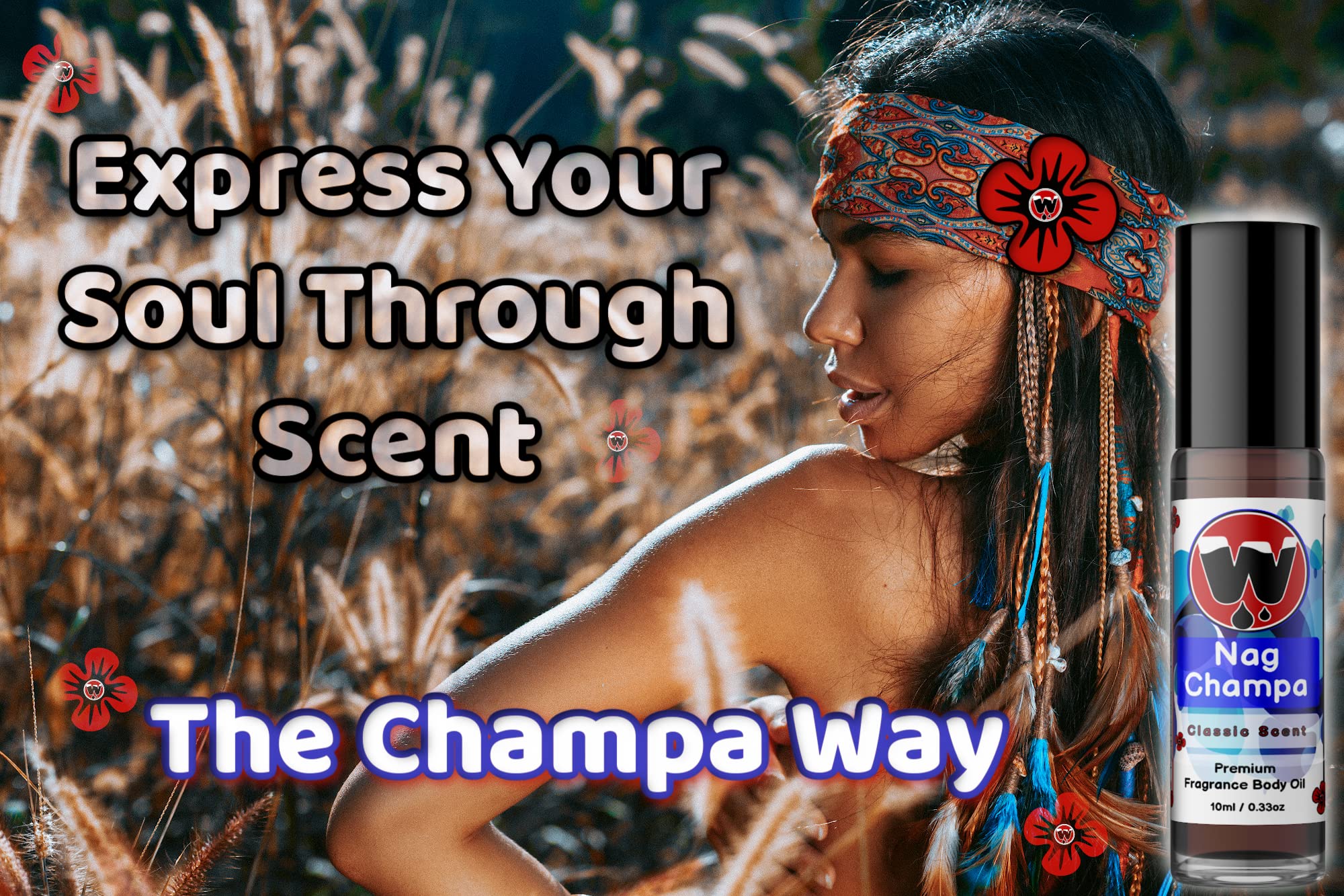 WagsMarket Nag Champa Perfume Oil - 0.33oz Roll On to 4oz Glass Bottle (4oz Size) | Aromatic Essential Oil for Meditation, Yoga & Home Fragrance