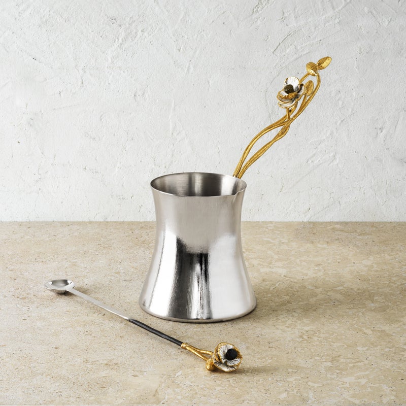 Premium Anemone Coffee Pot with Spoon - Elegant Tea & Coffee Serving Set for Home, Office, or Gifts - Perfect for Morning Brews & Afternoon Tea Parties