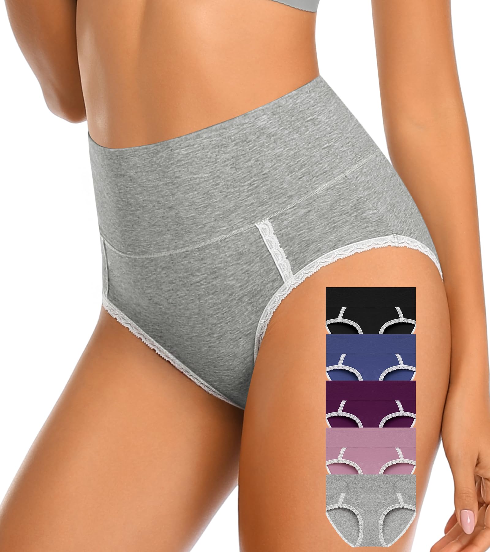 UMMISS Women's Cotton Underwear - High Waisted Full Coverage Panties - Postpartum Soft Breathable Briefs - No Muffin Top - Comfortable for Everyday Wear & Maternity Recovery