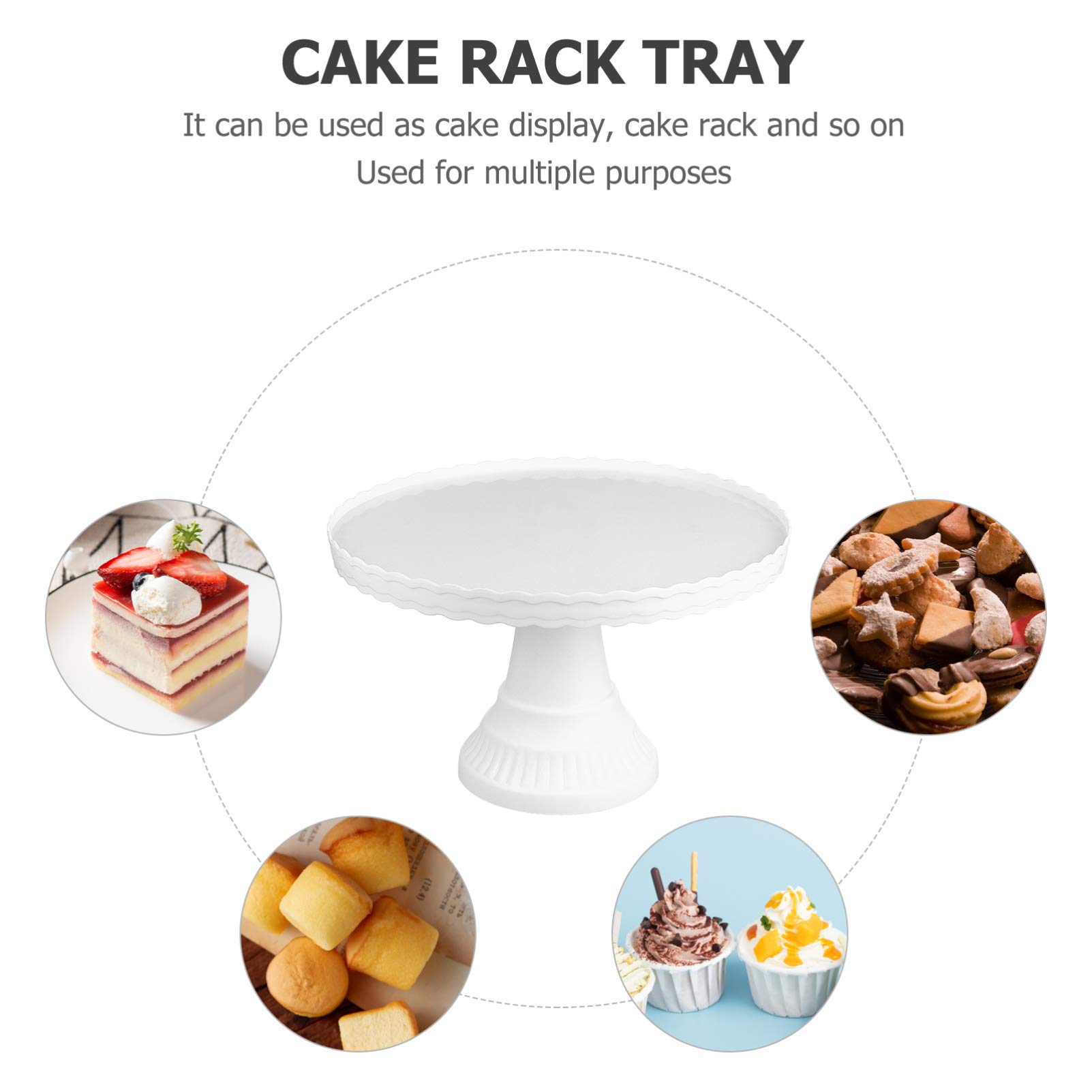 DOITOOL 12-Inch Plastic Cake Stand with Removable Tray - Decorative Dessert Display for Cupcakes, Pastries, and Treats - Perfect for Weddings, Parties, and Bakery Storage (White)