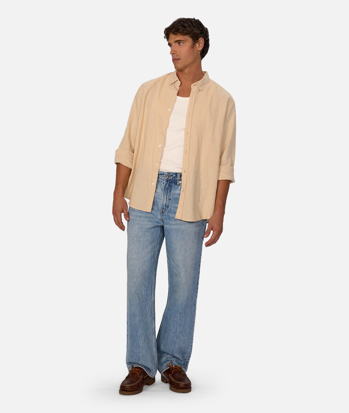 Premium Tennyson Linen Blend Long Sleeve Shirt in Light Mango - Breathable & Stylish Casual Wear for Men, Perfect for Office, Travel & Summer Outings
