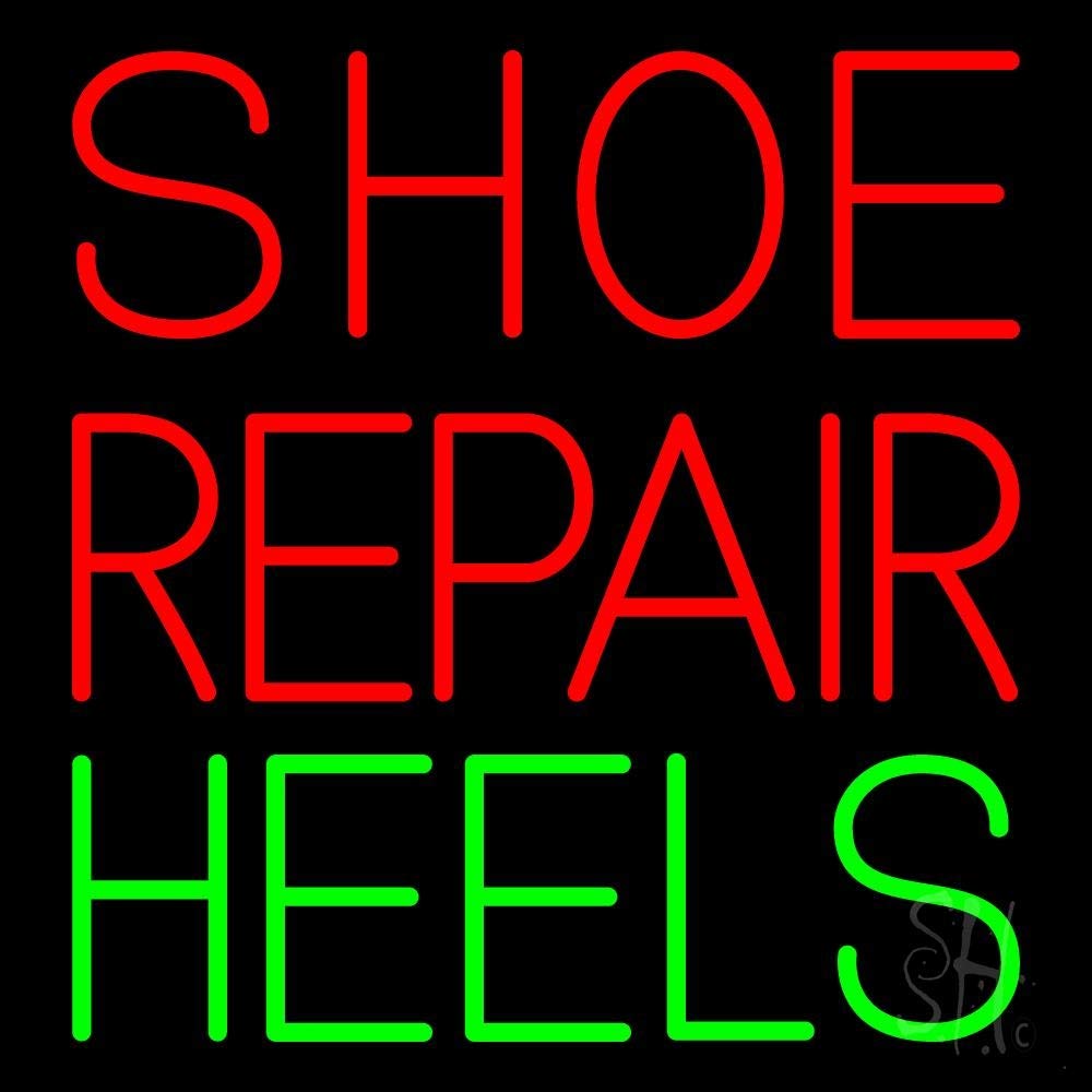Premium LED Neon Sign for Shoe Repair Heels - 24x24 Inches Black Square Acrylic Backing with Dimmer - Bright Indoor Store Décor for Shops, Boutiques & Retail Storefronts - Perfect for Window Displays & Wall Decoration