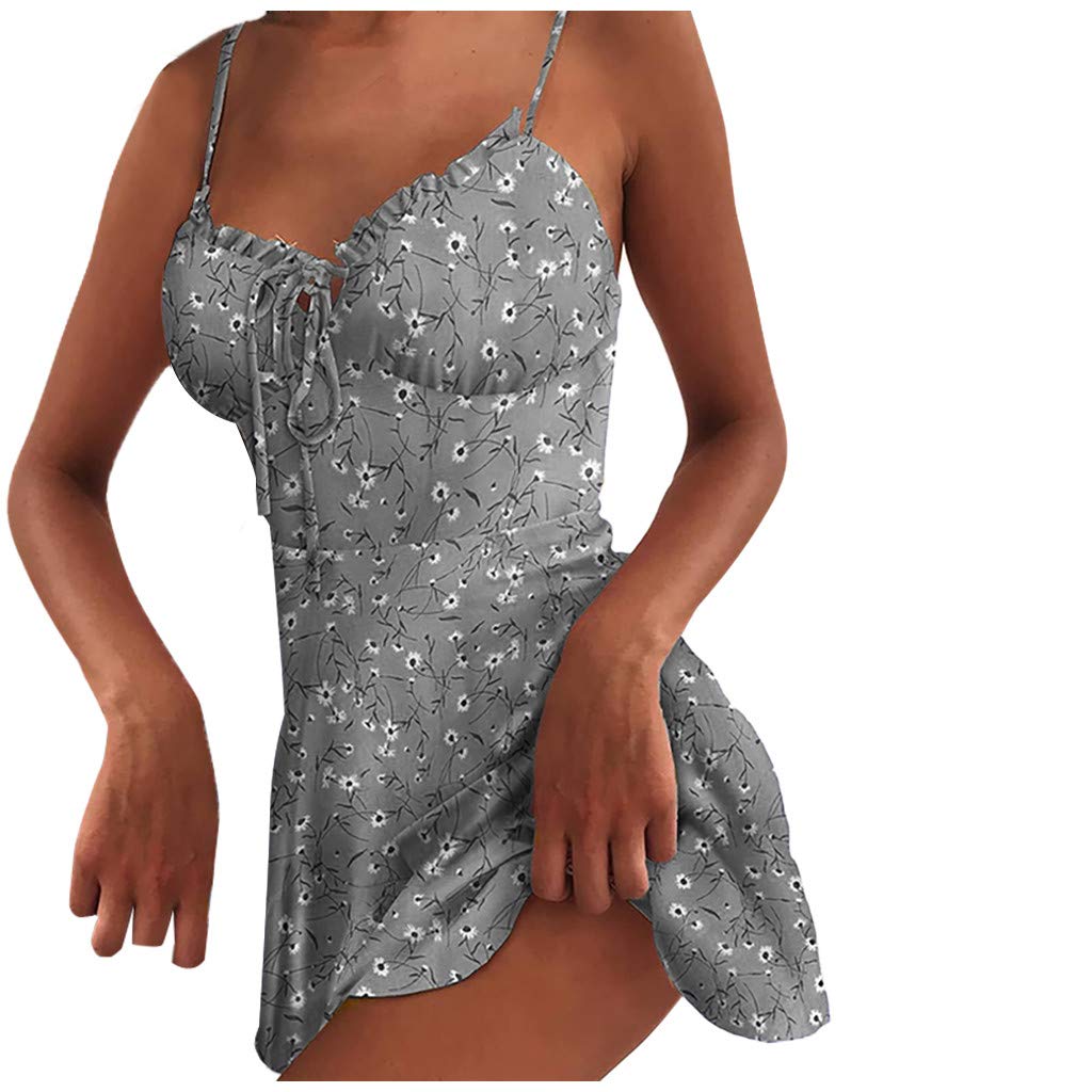 Floral Print Mini Suspender Dress for Women - Sleeveless Zipper Summer Dress, Sexy Casual Outfit for Parties, Dates & Vacations