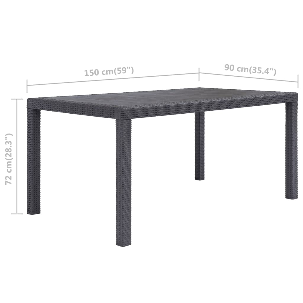 vidaXL Brown Plastic Patio Table with Rattan Look Design - Weather Resistant & Portable Outdoor Dining Table - Perfect for Garden, Patio, Balcony, Campsite & Backyard BBQ