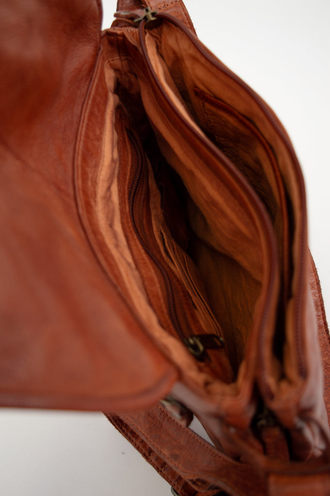 Premium Genuine Leather Handbag 098 in Cognac Brown - Stylish & Durable Women's Tote for Work, Travel & Everyday Use