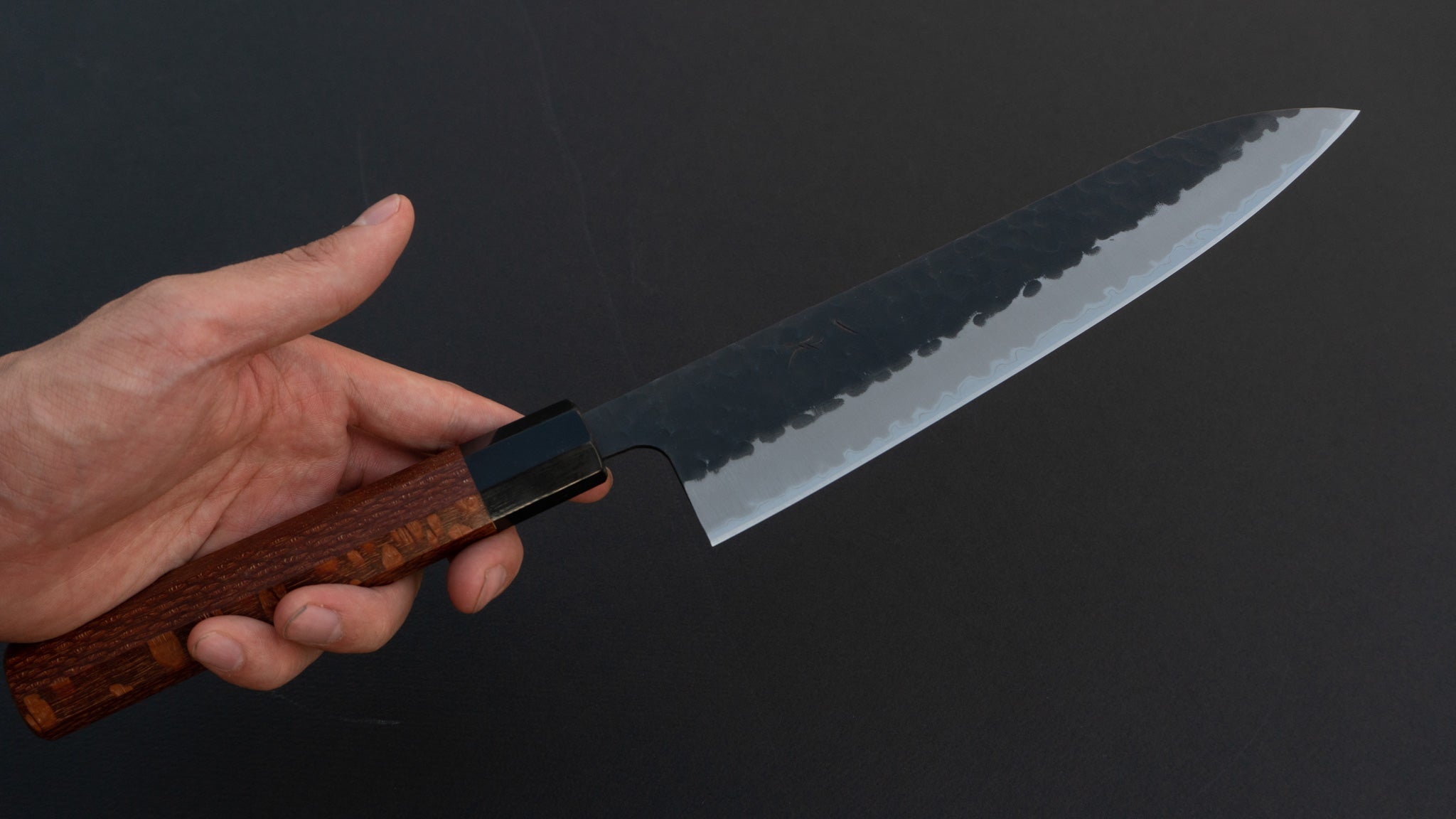 Hitohira Futana SB Kuro Tsuchime Gyuto 210mm Japanese Chef Knife - High Carbon Steel Blade with Lacewood Handle - Perfect for Sushi, Meat Cutting & Professional Kitchen Use