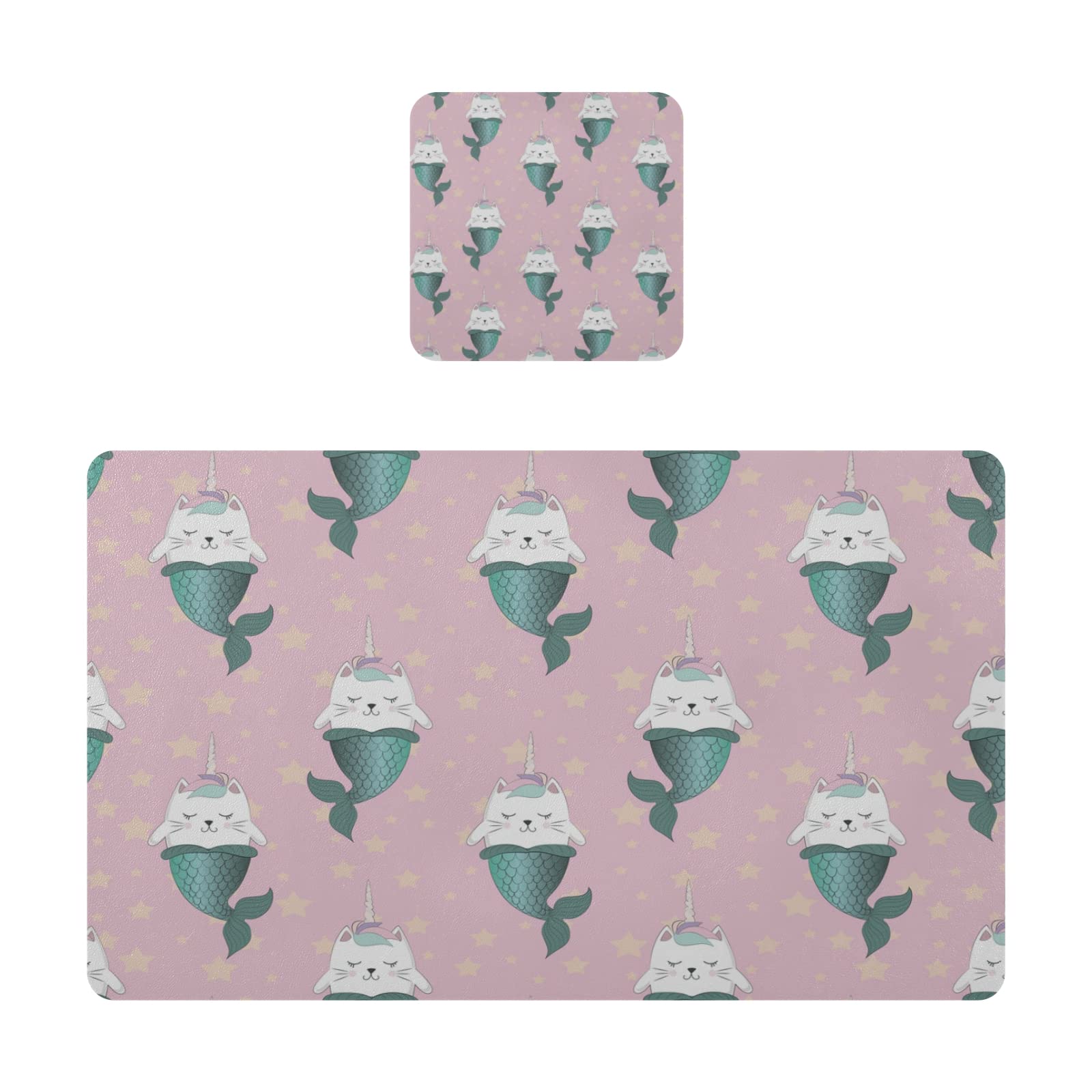 Magic Cat Unicorn Mermaid Placemat Set - Heat Resistant & Waterproof Kitchen Table Mats for Dining, Coffee Tables - Perfect for Kids' Meals, Party Decor & Home Protection