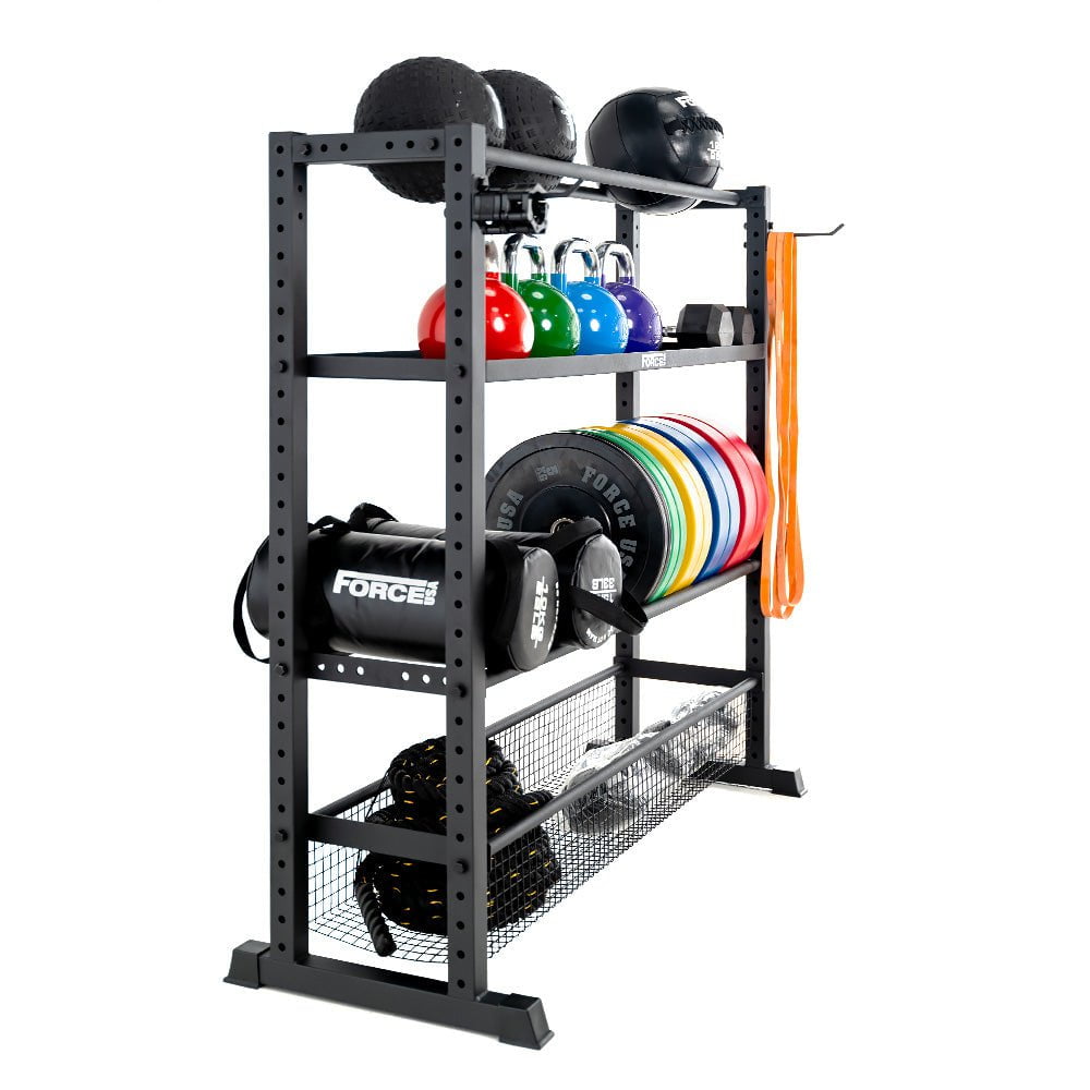 Force USA Heavy Duty Functional Storage Rack for Home Gym Equipment - Perfect for Dumbbells, Kettlebells & Weight Plates Organization