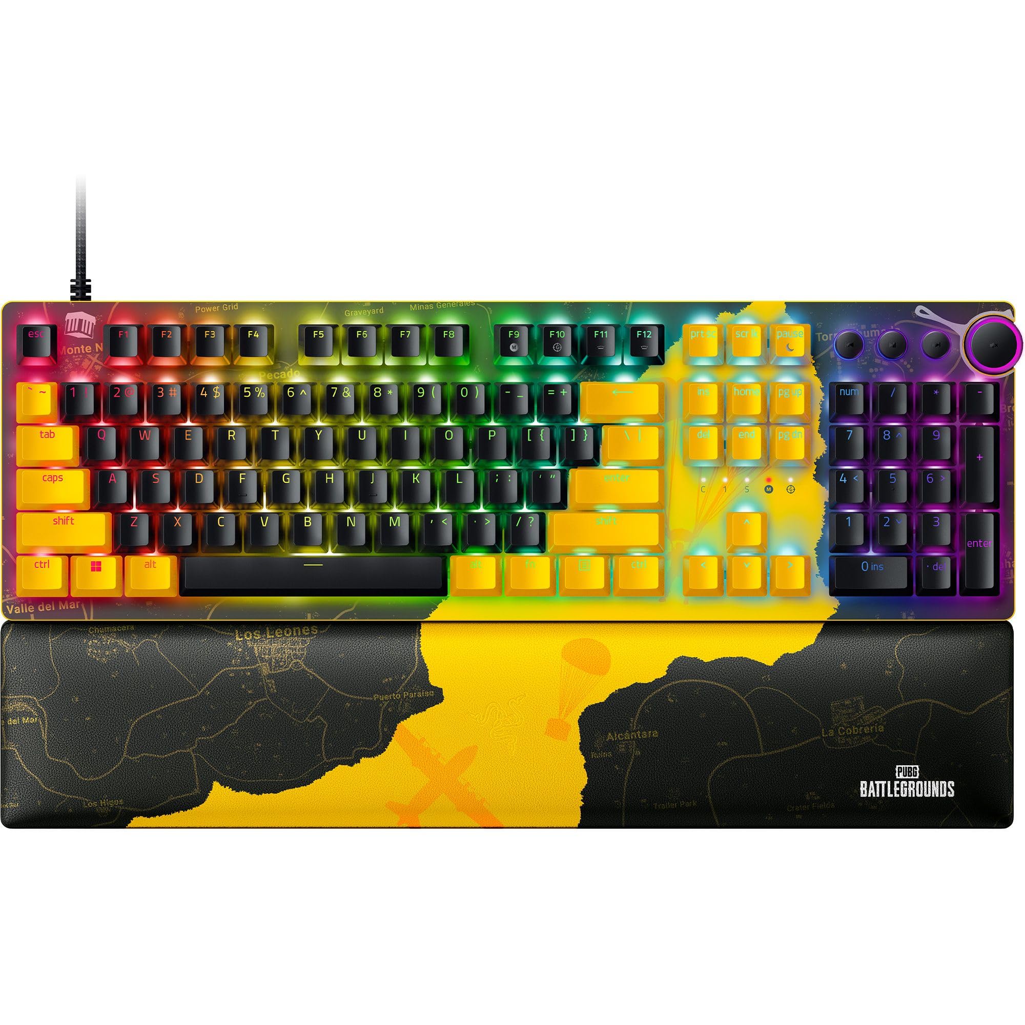 Razer Huntsman V2 Optical Gaming Keyboard - Red Linear Optical Switches Gen-2, Doubleshot PBT Keycaps, Near-Zero Input Latency, Ergonomic Wrist Rest (US Layout, PUBG Edition) - Perfect for Competitive Gaming, Esports & Professional Typing
