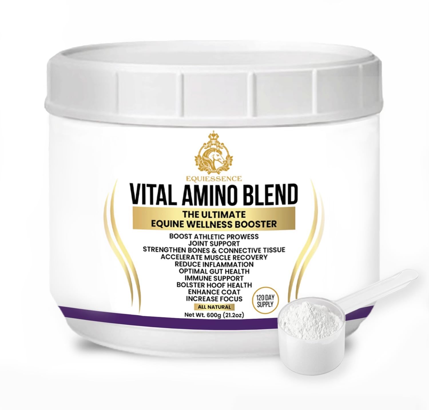 120-Day Supply Vital Amino Blend Horse Supplement - 9 Essential Amino Acids for Joint, Hoof & Coat Care - No Fillers, Sugar or Soy - Premium Equine Nutrition for Performance & Recovery