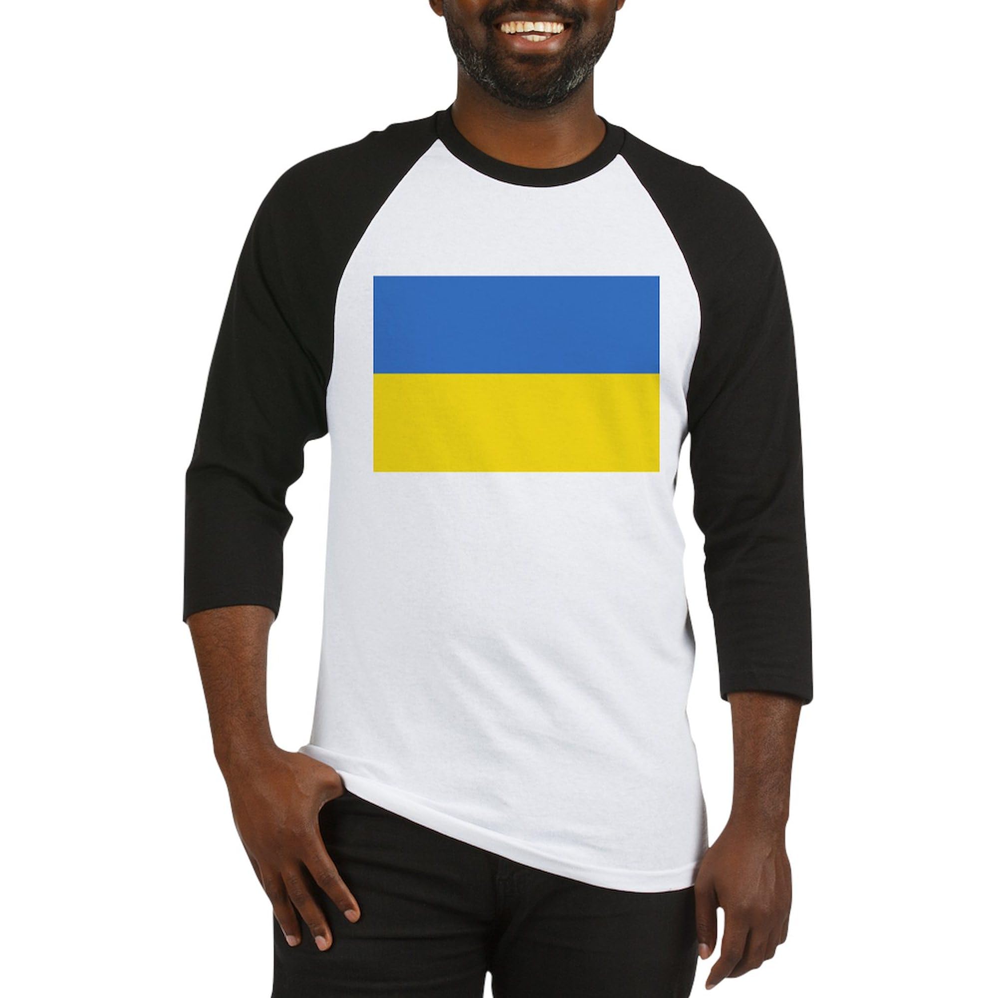 Ukraine Flag Baseball Jersey for Men - Cotton 3/4 Raglan Sleeve Shirt | Patriotic Sports Fan Apparel for Baseball Games & National Pride Events