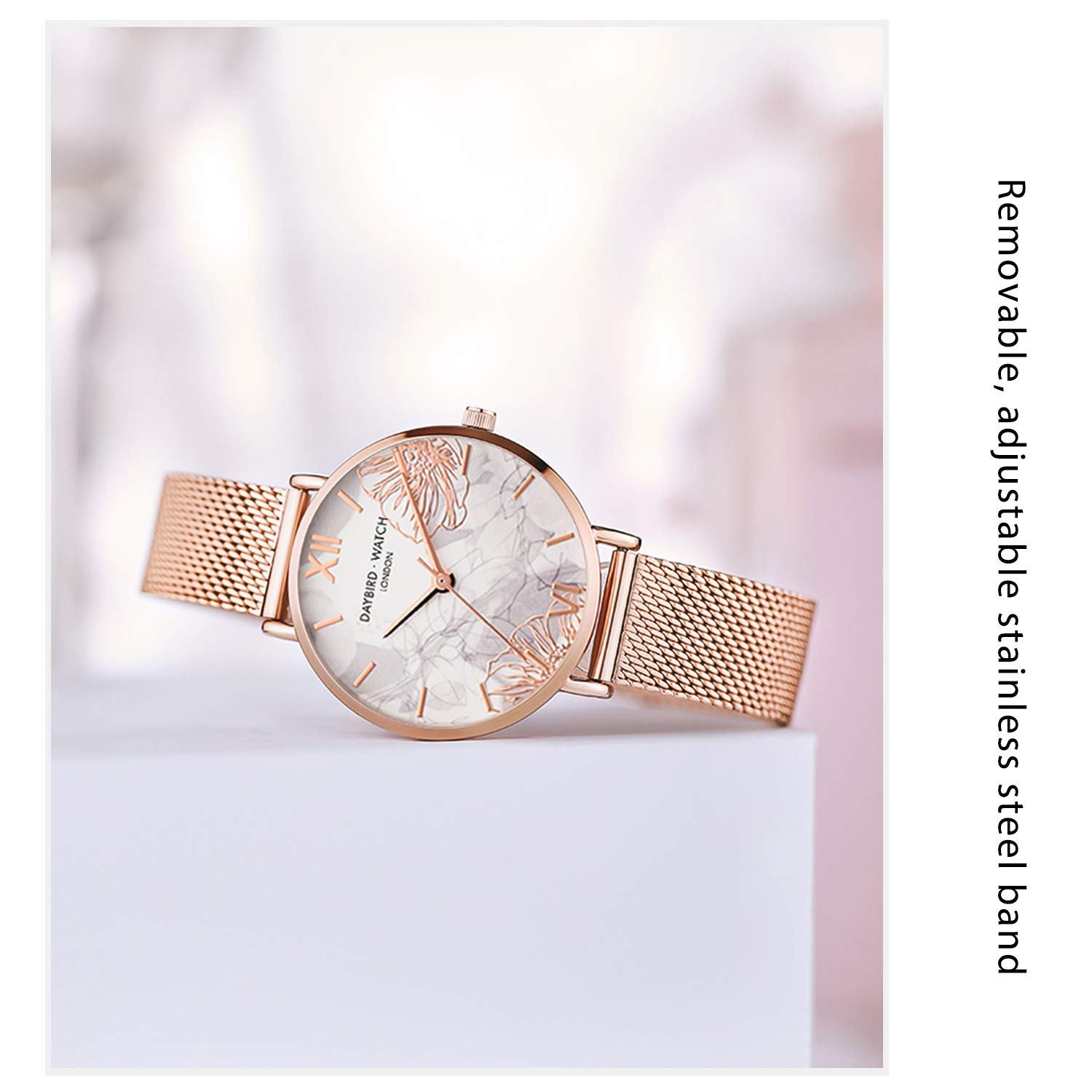 RORIOS Women's Watch - Elegant Flower Dial, Stainless Steel Mesh Strap, Analog Quartz Wristwatch for Women | Perfect for Office, Party & Everyday Wear