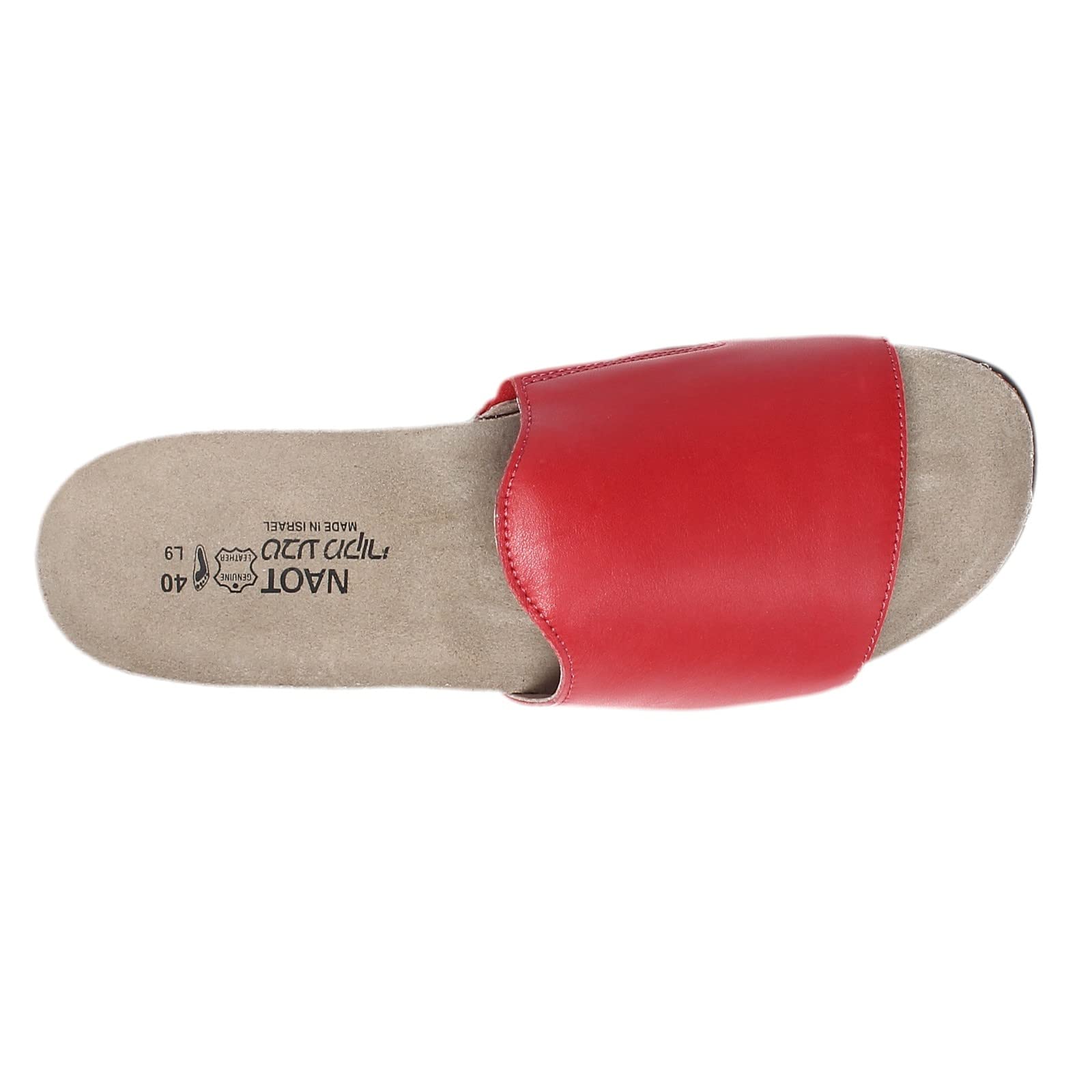 NAOT Women's Skylar Slide Sandals - Red Leather Size 38 | Comfortable House Slippers & Summer Slides for Women | Perfect for Indoor, Outdoor & Beach Wear