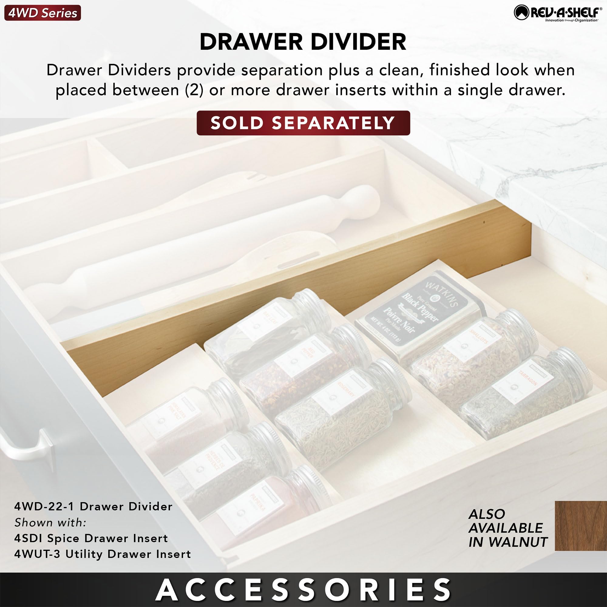 Rev-A-Shelf Adjustable Silverware Drawer Organizer - 33.13 x 22 Inch Maple Wood Cutlery Tray for Kitchen Utensils Storage | Fits Cabinets & Drawers | Perfect for Spoons, Forks, Knives Organization