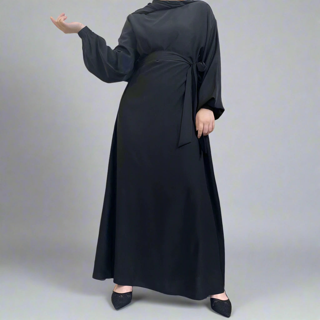14 Color Options Elasticized Cuff Nida Abaya Dress With Pocket - Modest Muslim Dress for Prayer, Eid & Special Occasions