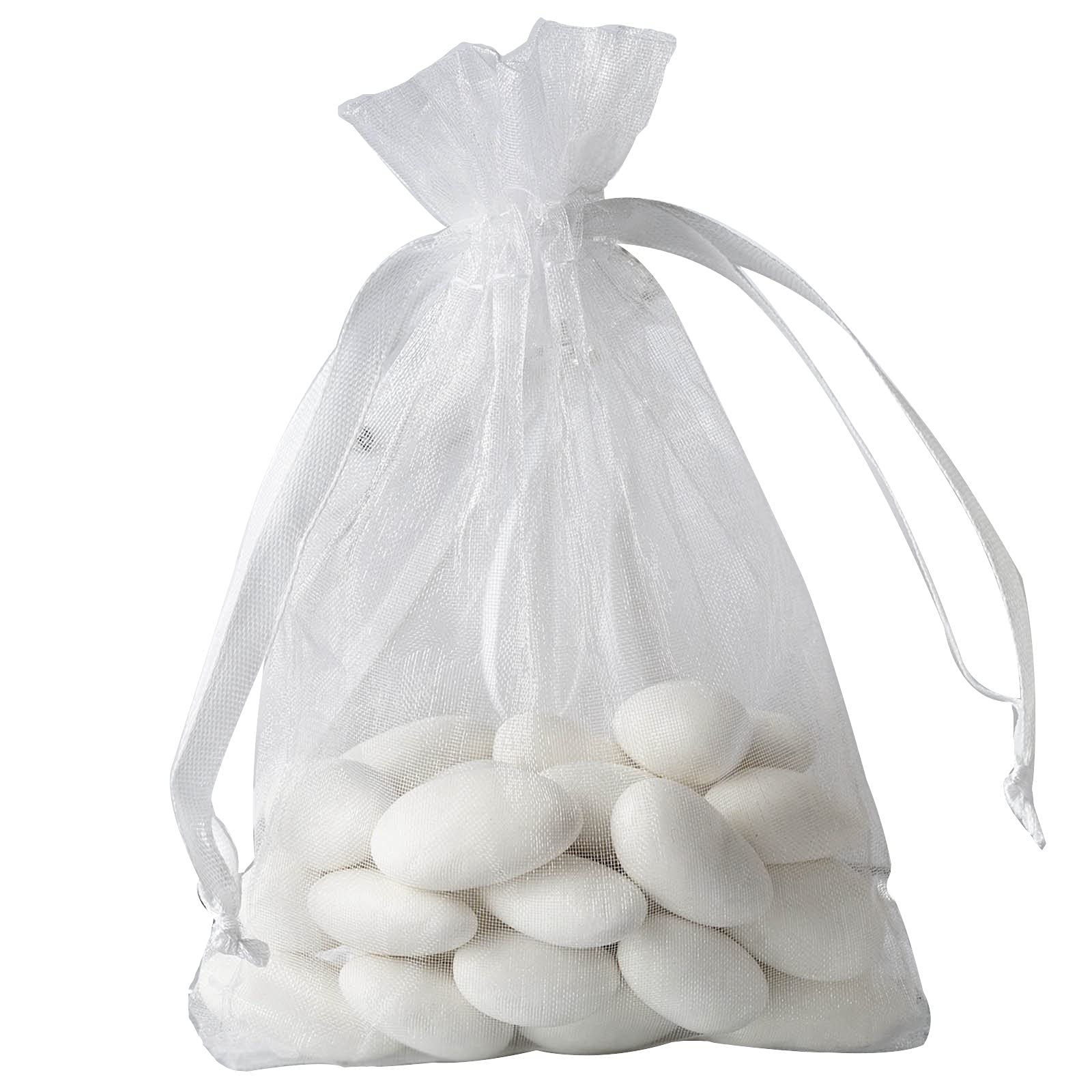 50 Pcs 4x6 Inch White Organza Drawstring Bags - Wedding Favors, Jewelry Pouches, Candy Gift Bags for Party, Bridal Shower & Baby Shower Gifts