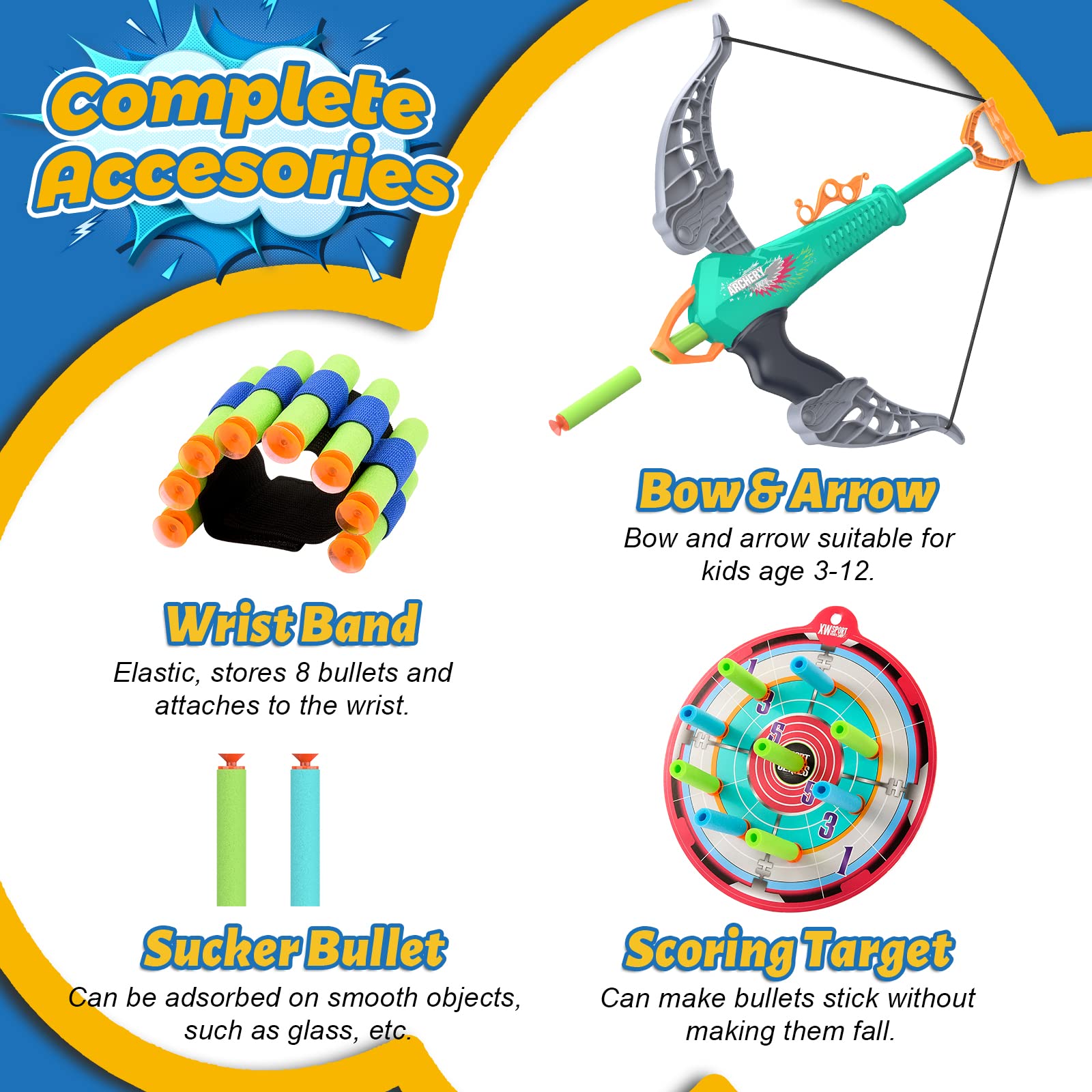 Hiwezezc Kids Bow and Arrow Set - Outdoor Games & Sports Toys for Children | Perfect Birthday Gifts, Backyard Play, and Camping Activities
