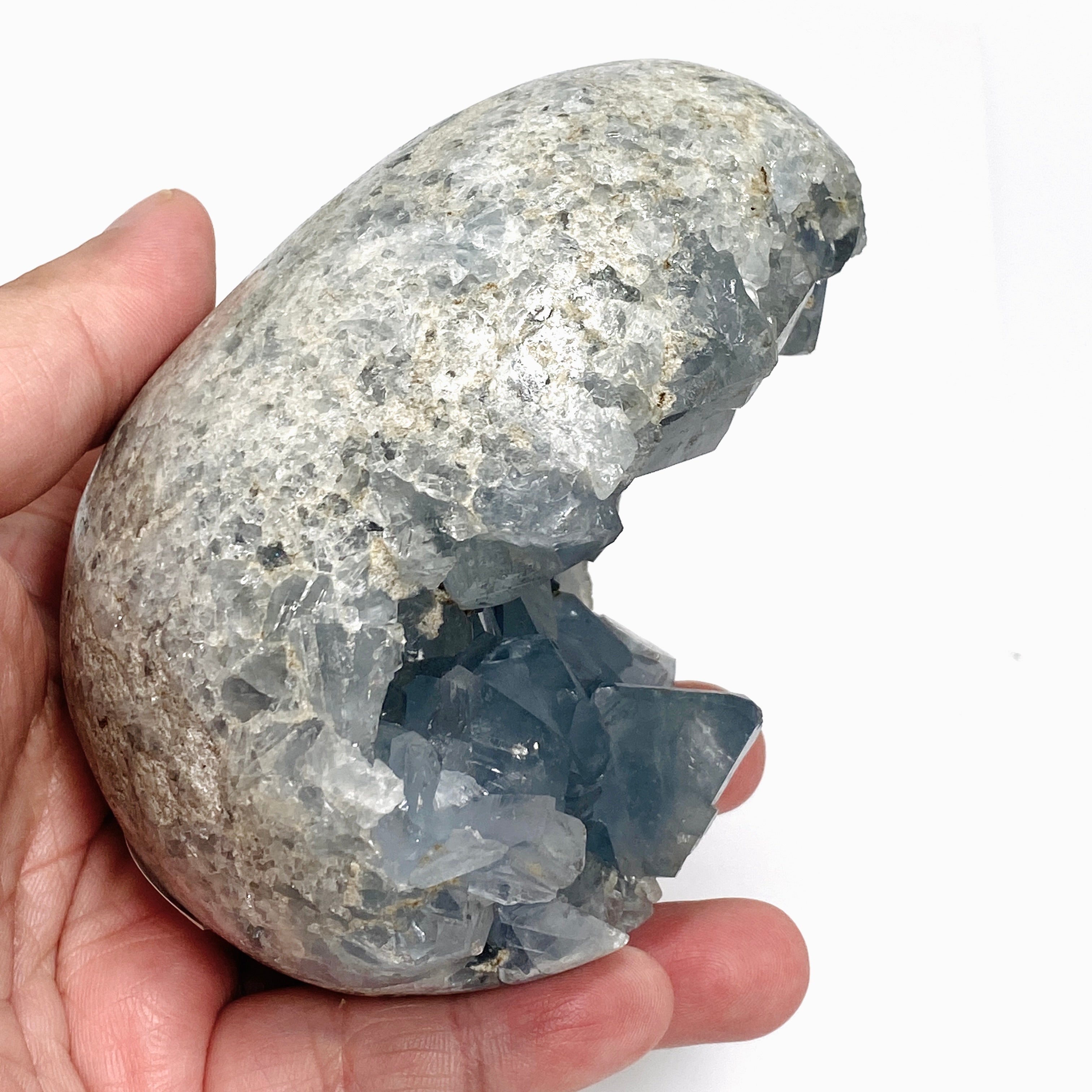 Natural Celestite Egg from Madagascar - Healing Crystal for Meditation, Energy Balancing & Home Decor (CR3717) | Perfect for Yoga Spaces, Reiki Healing & Spiritual Gifts