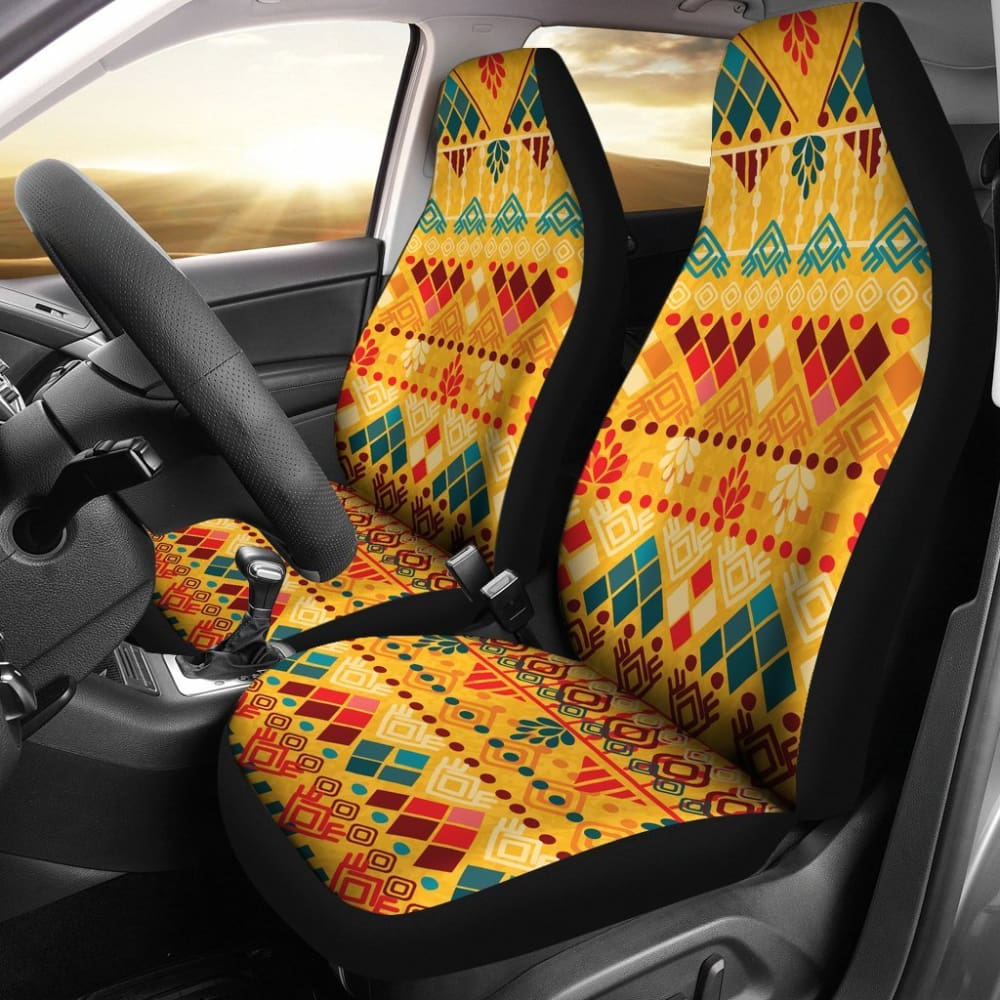 Aztec Colorful Orange Car Seat Covers - Universal Fit for Cars, Trucks & SUVs - Premium Comfort & Protection - Perfect for Road Trips, Daily Commute & Outdoor Adventures