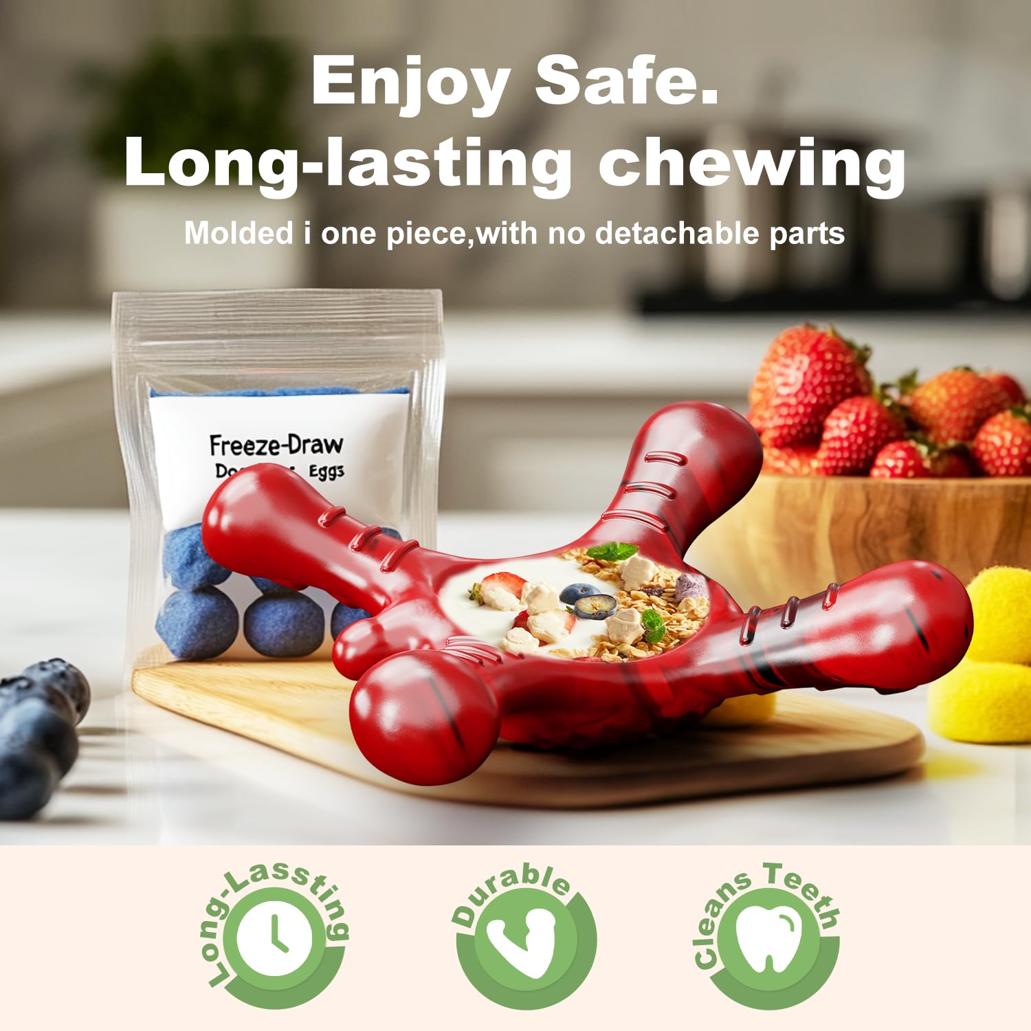 Indestructible Dog Chew Toys for Aggressive Chewers - Tough Durable Nylon Dog Bones for Medium/Large Breeds, Puppy Teething Essentials, Bacon Scented, Red - Perfect for Training, Playtime, and Keeping Them Busy