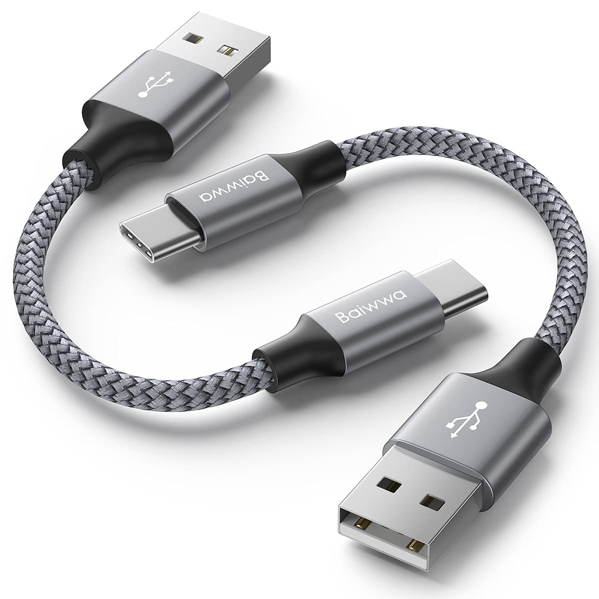 Baiwwa 2-Pack 1ft USB C Cable - 3A Fast Charging USB A to Type C Braided Cord for Samsung Galaxy S22/S21/S20/S10/S9/Note 20/A Series - Durable Charger for Home, Office & Travel