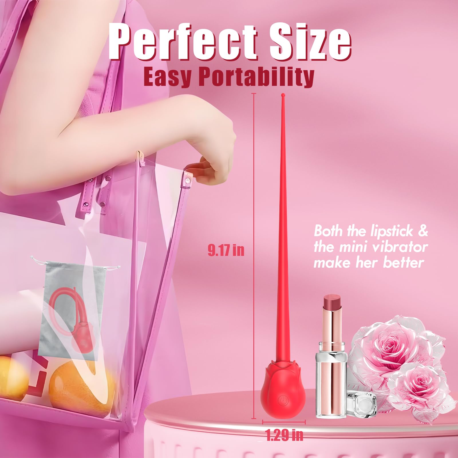 Premium Mini Rose Vibrator for Women - 7 Powerful Vibration Modes, Clitoral Stimulator & G-Spot Massager - Adult Sex Toy for Solo Play & Couples (Red) | Perfect for Romantic Nights & Spicing Up Your Relationship