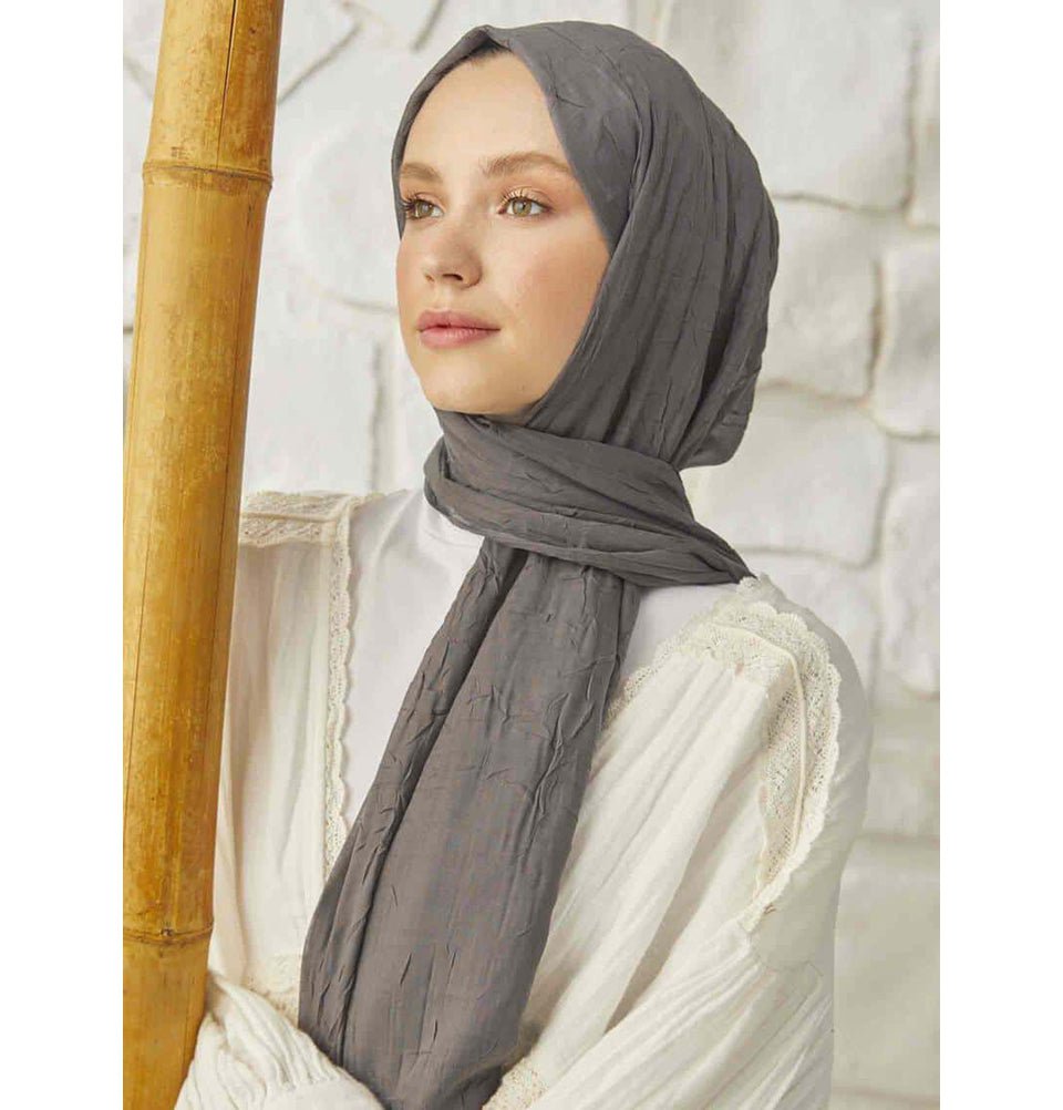 Breathable Bamboo Viscose Summer Hijab Shawl - Lightweight Scarf for Women in Dark Grey | Perfect for Beach, Travel & Everyday Wear