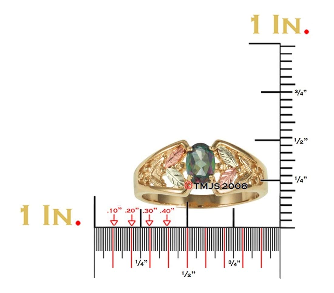 10K Yellow Gold Oval Mystic Fire Topaz Ring with 12K Green & Rose Gold Accents - Black Hills Gold Jewelry for Women, Perfect for Weddings, Anniversaries & Special Occasions