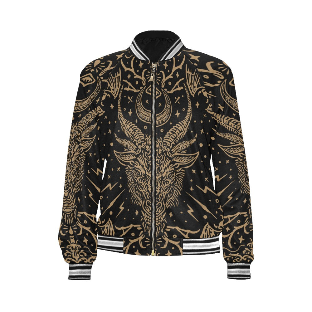 Baphomet Gothic Striped Jacket for Men & Women | Trendy Horizontal Stripes Design | Perfect for Halloween, Cosplay & Alternative Fashion