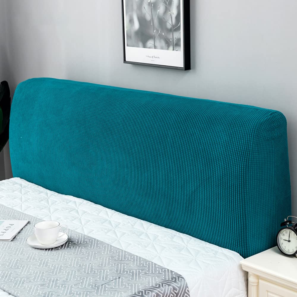 Stretchable Queen Size Bed Headboard Slipcover - Thick Dustproof Fabric Headboard Protector Cover, Washable & Anti-Dirty Solid Blue Headboard Cover for Bedroom Decor & Home Protection (59-67 Inches)