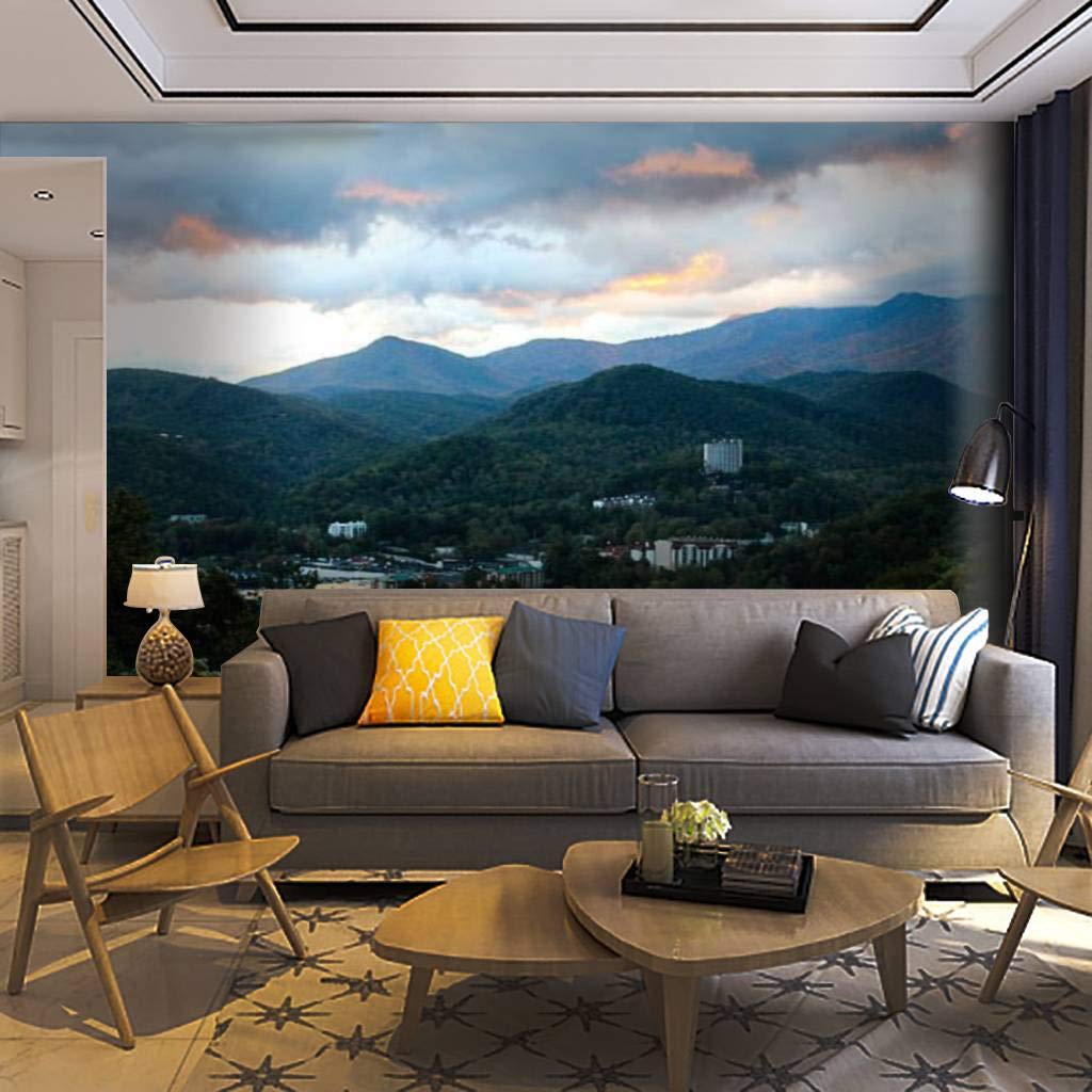 Self-Adhesive Removable Peel & Stick Wallpaper Mural - Day Break in The Smokies Scenic Landscape Wall Decal for Living Room, Bedroom & Home Decor | Easy DIY Home Craft & Wall Art Sticker