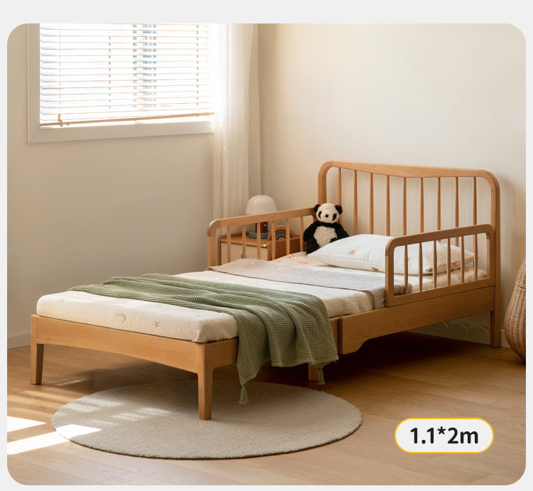 Solid Wood Whispering Telescopic Bed - Beech & Oak - Expandable Bed Frame for Small Spaces, Guest Rooms & Kids' Bedrooms