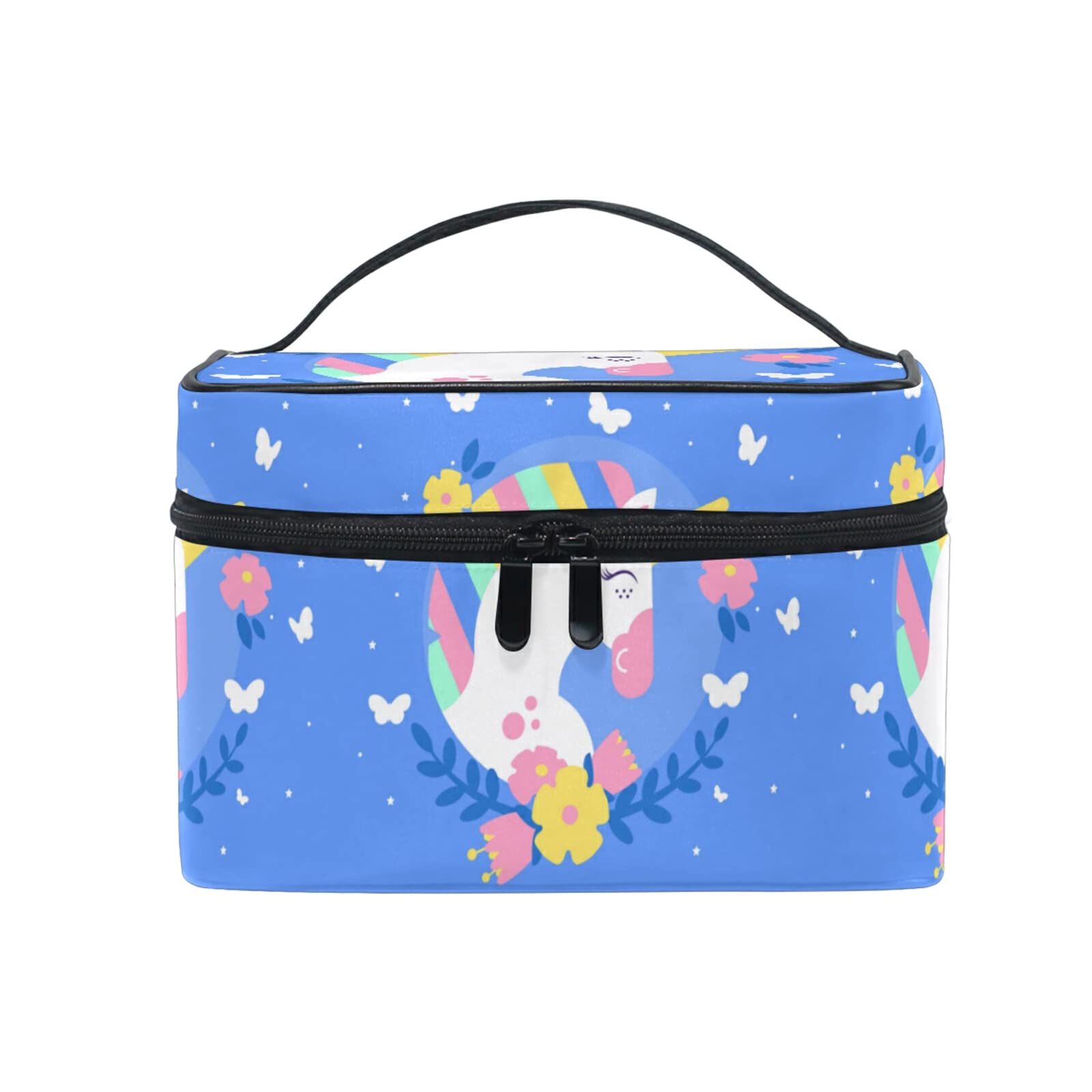 Rainbow Unicorn Makeup Bag for Women - Waterproof Cosmetic Organizer with Daisy Flower Design, Travel Toiletry Case for Makeup Brushes & Essentials | Perfect for Travel, Gym, School & Daily Use