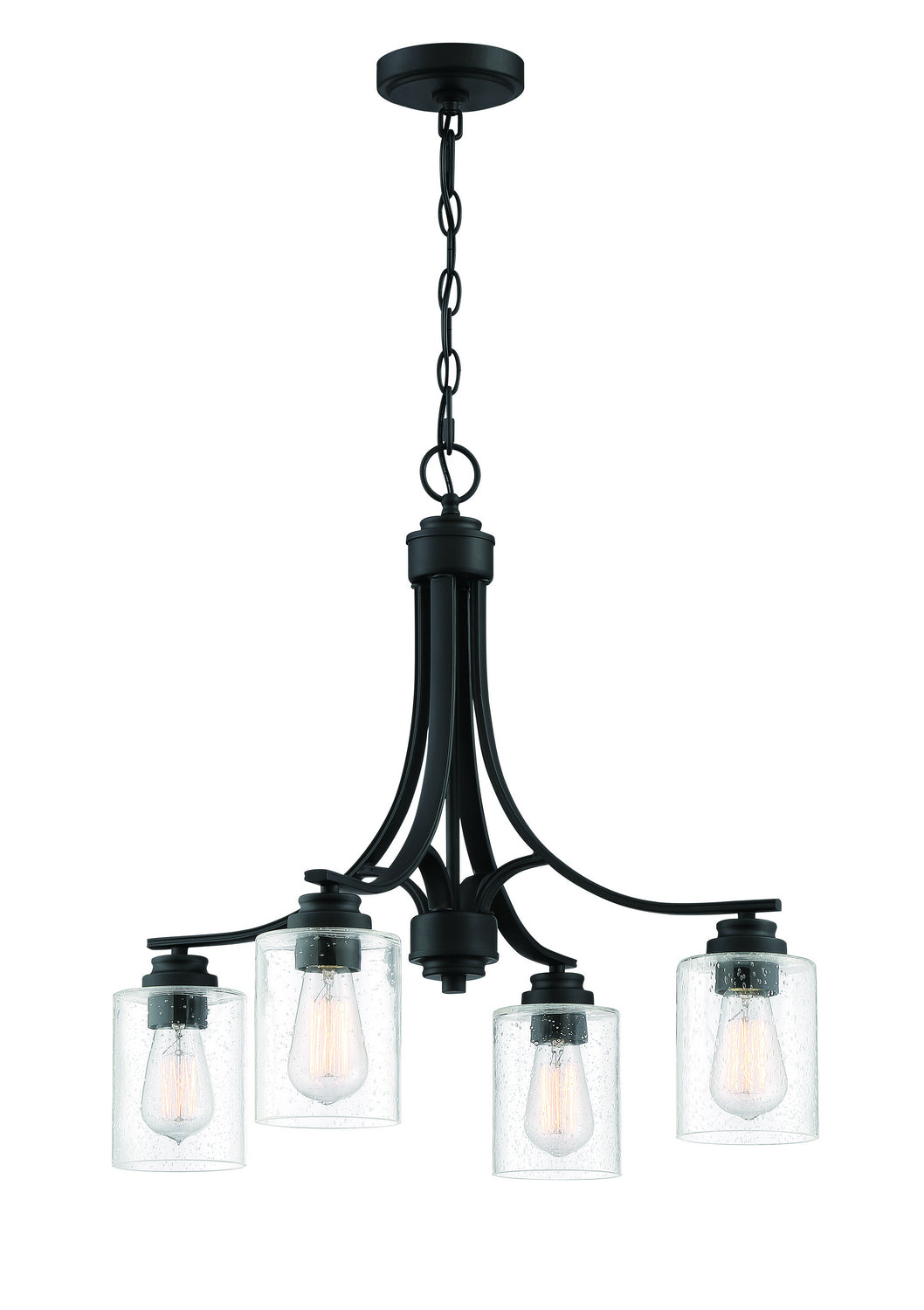 Bolden Four Light Chandelier in Flat Black - Modern Black Ceiling Light Fixture for Dining Room, Bedroom & Living Room Lighting
