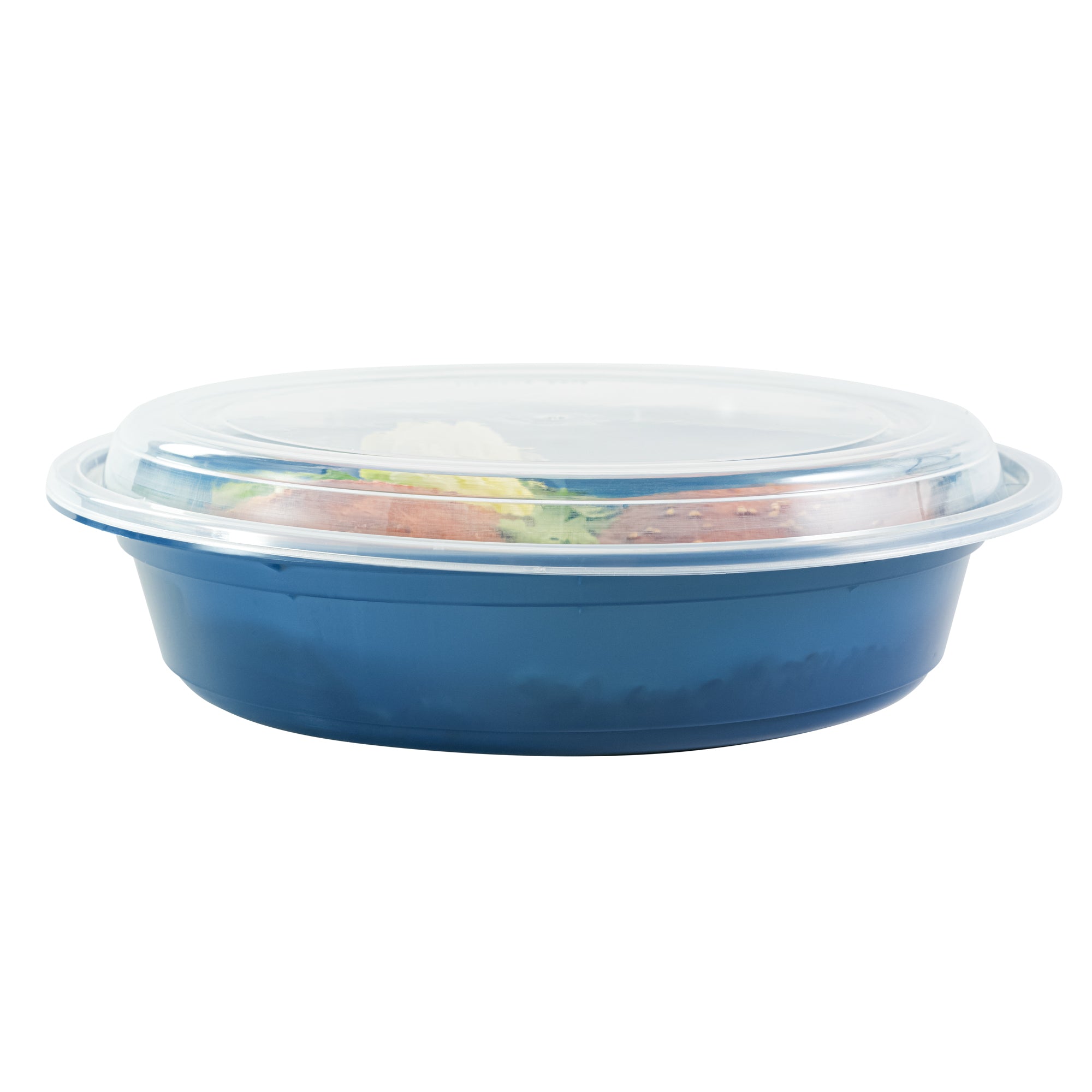 48oz Midnight Blue Plastic Food Storage Containers with Clear Lids - 9x9x1.75 Inches, Microwave Safe, 100-Pack - Perfect for Meal Prep, Takeout, Leftovers & Restaurant Bulk Storage