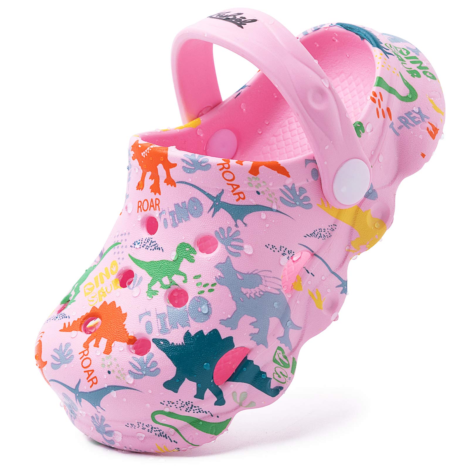 **TechCity Kids Dinosaur Garden Shoes - Cute Cartoon Sandals & Clogs for Toddlers - Non-Slip Beach Pool Water Shoes for Boys & Girls - Perfect for Summer, Playtime & Outdoor Adventures**