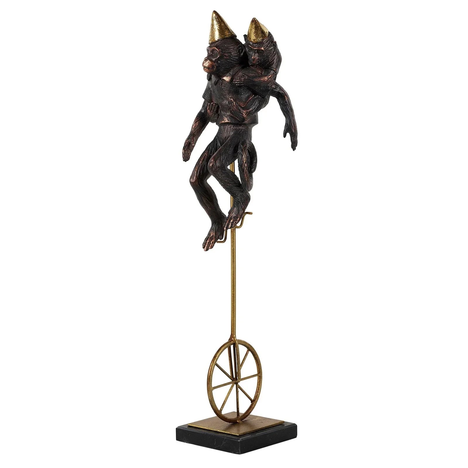 Circus Monkey Figurine - Black & Gold Finish - 3 Unique Styles - Home Decor & Gift Idea for Animal Lovers
