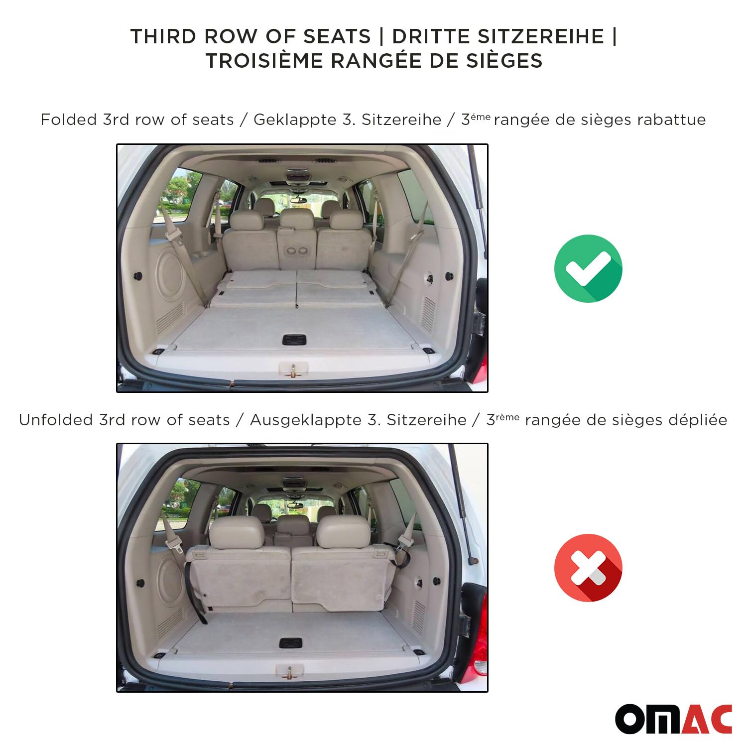 OMAC Waterproof Cargo Liner for Kia Telluride 2020-2025 - 3rd Row Custom Fit Black Car Trunk Mat | Perfect for Road Trips, Grocery Hauling & Pet Transport