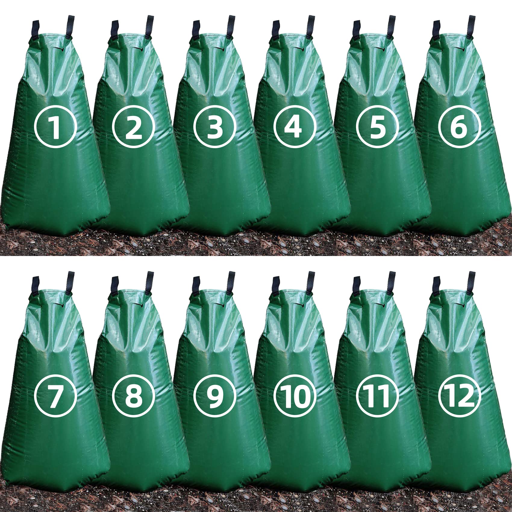 12 Pack 20 Gallon Tree Watering Bags - Reusable Heavy Duty Slow Release Drip Irrigation System for Trees | Premium PVC Plant Watering Bags for Garden, Landscape & Drought Protection