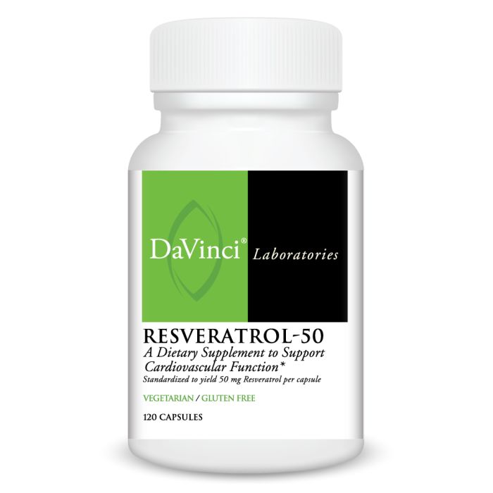 Davinci Labs Resveratrol 50mg - 120 Capsules | Antioxidant Supplement for Heart Health & Anti-Aging | Supports Cellular Health & Longevity - Perfect for Daily Wellness Routine