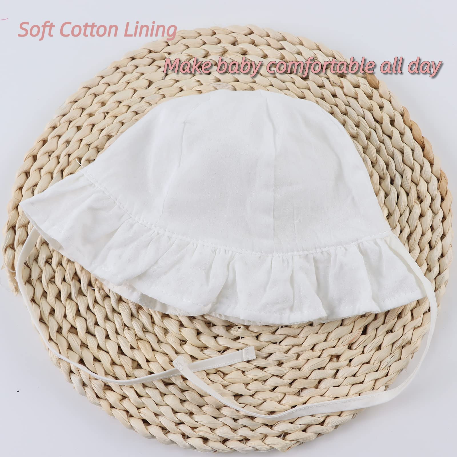 Cotton Baby Sun Hat for Girls 0-2 Years - Soft Summer Infant Bucket Hat with Bowknot - Perfect for Beach, Park & Outdoor Activities