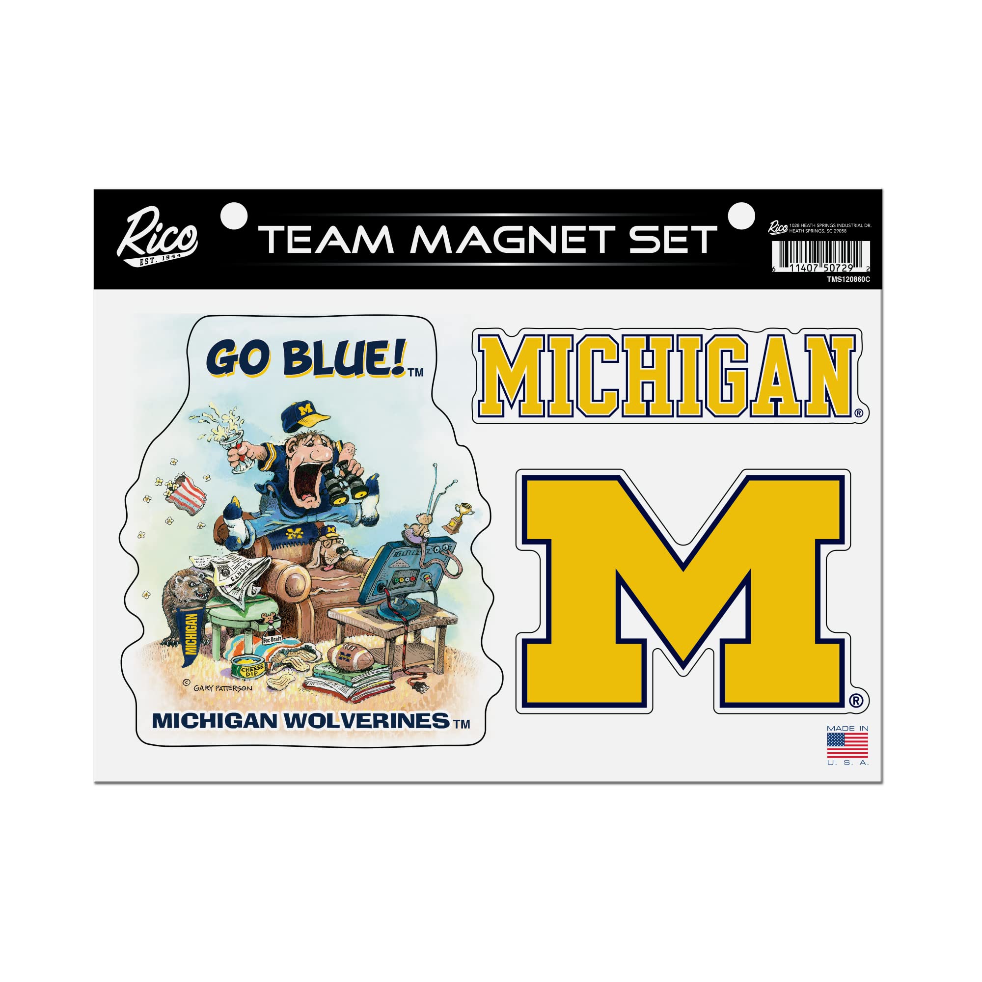 Rico Industries NCAA Michigan Wolverines Gary Patterson The Fan Team Magnet Set 8.5
