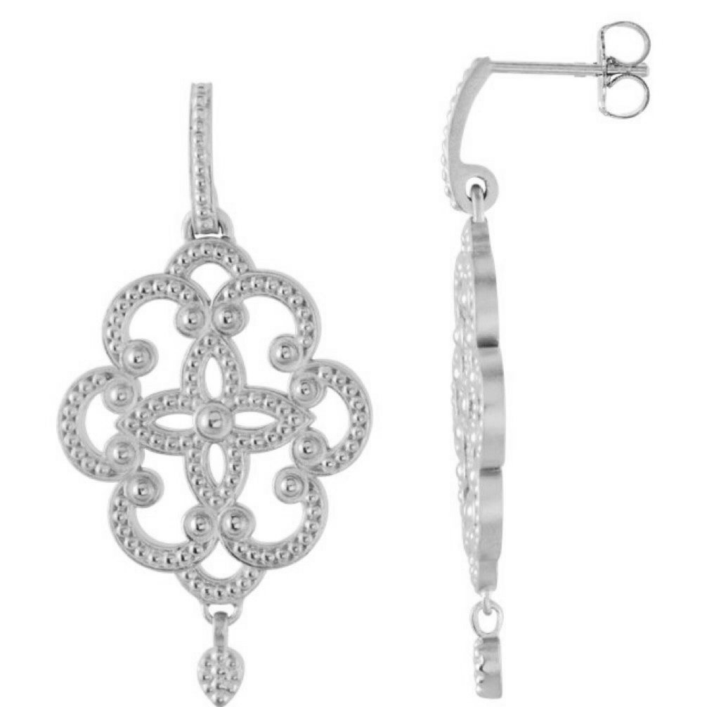 Etruscan Style Sterling Silver Granulated Chandelier Necklace - Handcrafted Jewelry for Women, Perfect for Weddings, Parties & Special Occasions