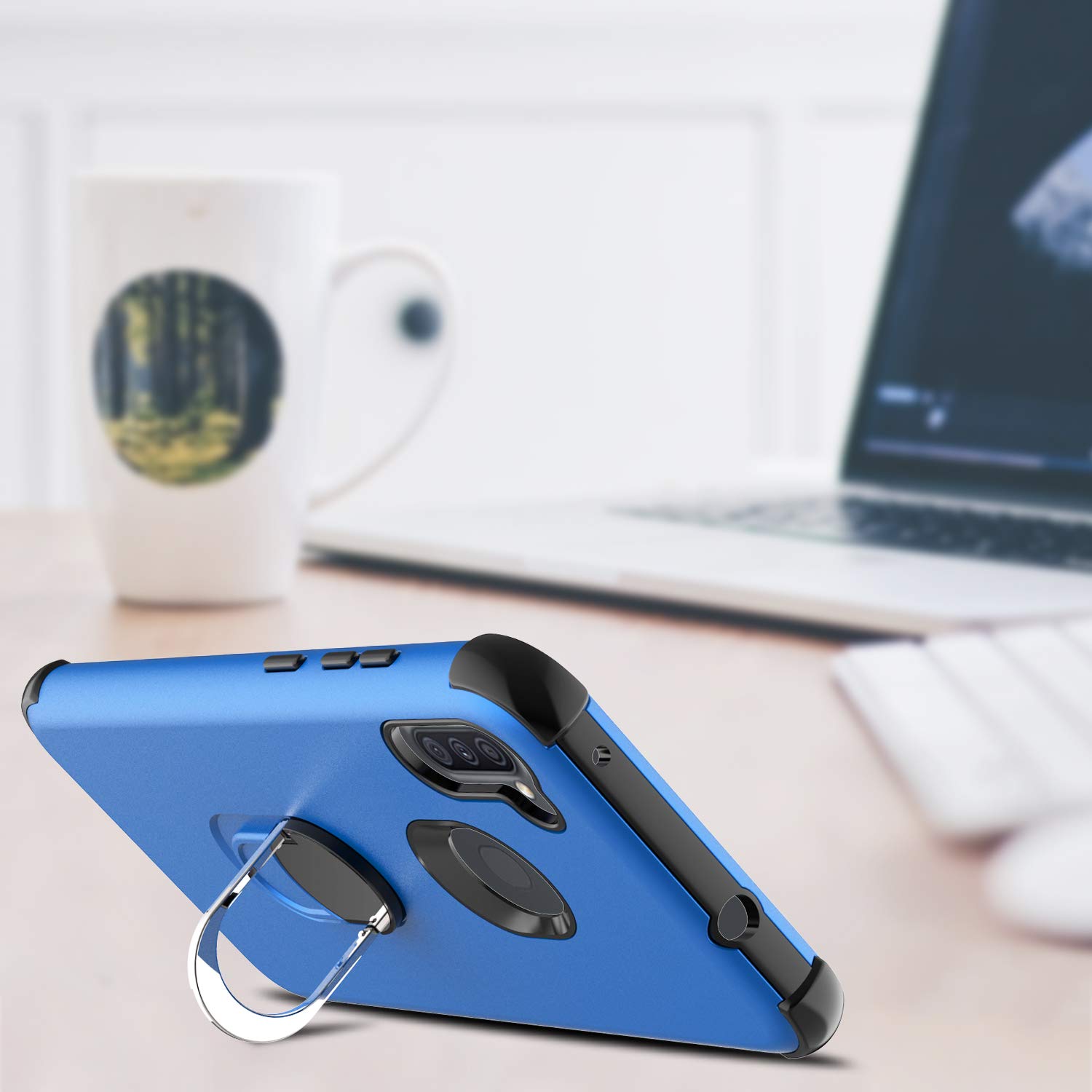 Shockproof Samsung Galaxy A11 Case with Screen Protector & Ring Holder Kickstand - Compatible with SM-A115F (Blue) | Perfect for Daily Protection, Hands-Free Viewing & Secure Grip