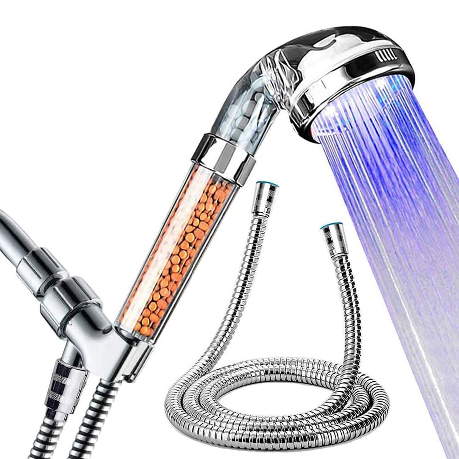 7 Color Changing LED Shower Head with 59in Hose - High Pressure Filter Light Up Showerhead, Polished Chrome, Battery-Free - Perfect for Spa, Bathroom Upgrade & Relaxing Night Showers
