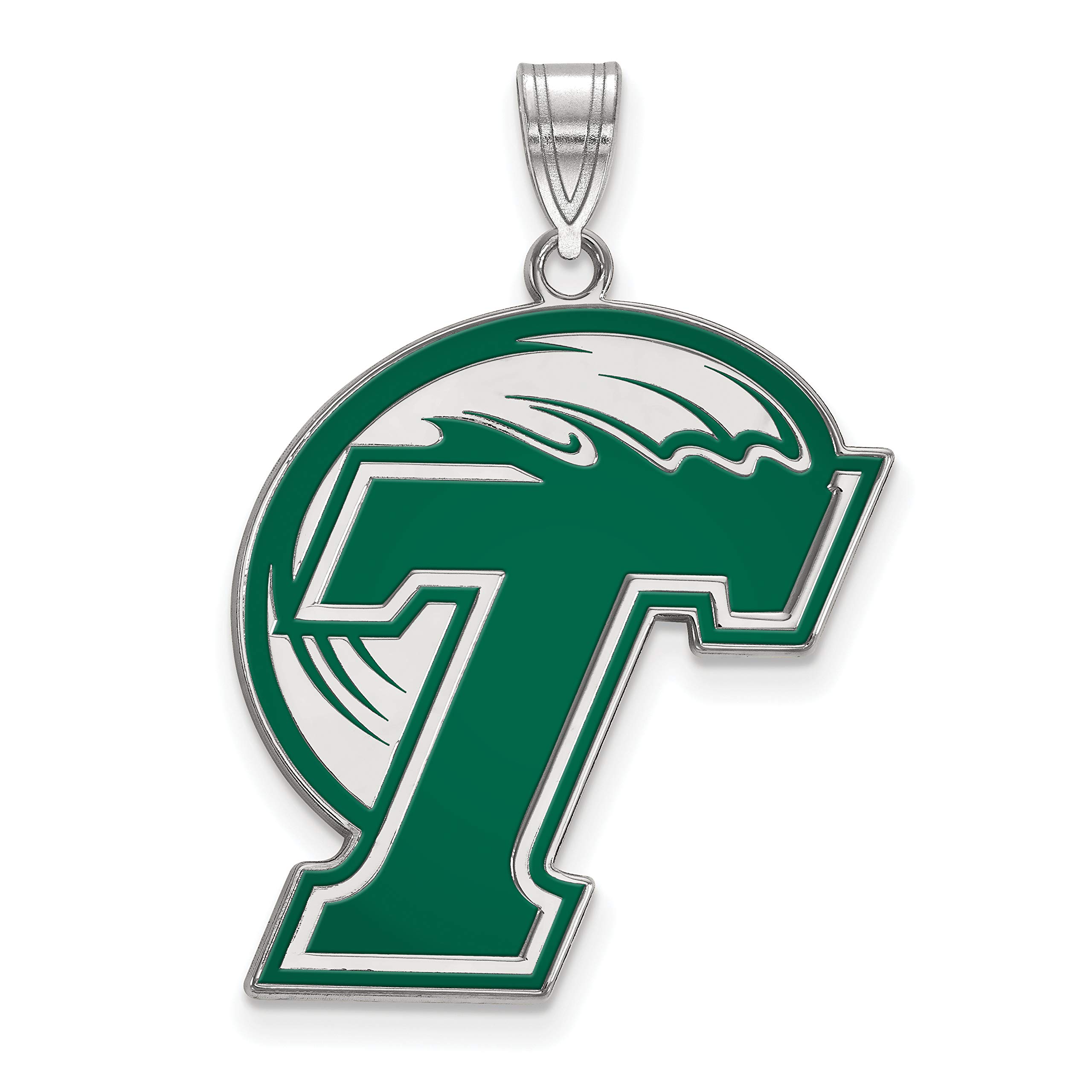 Tulane University Green Wave Sterling Silver Letter & Mascot Pendant Charm (27x23mm) - Perfect for Alumni Gifts, Graduation Jewelry & School Spirit Accessories