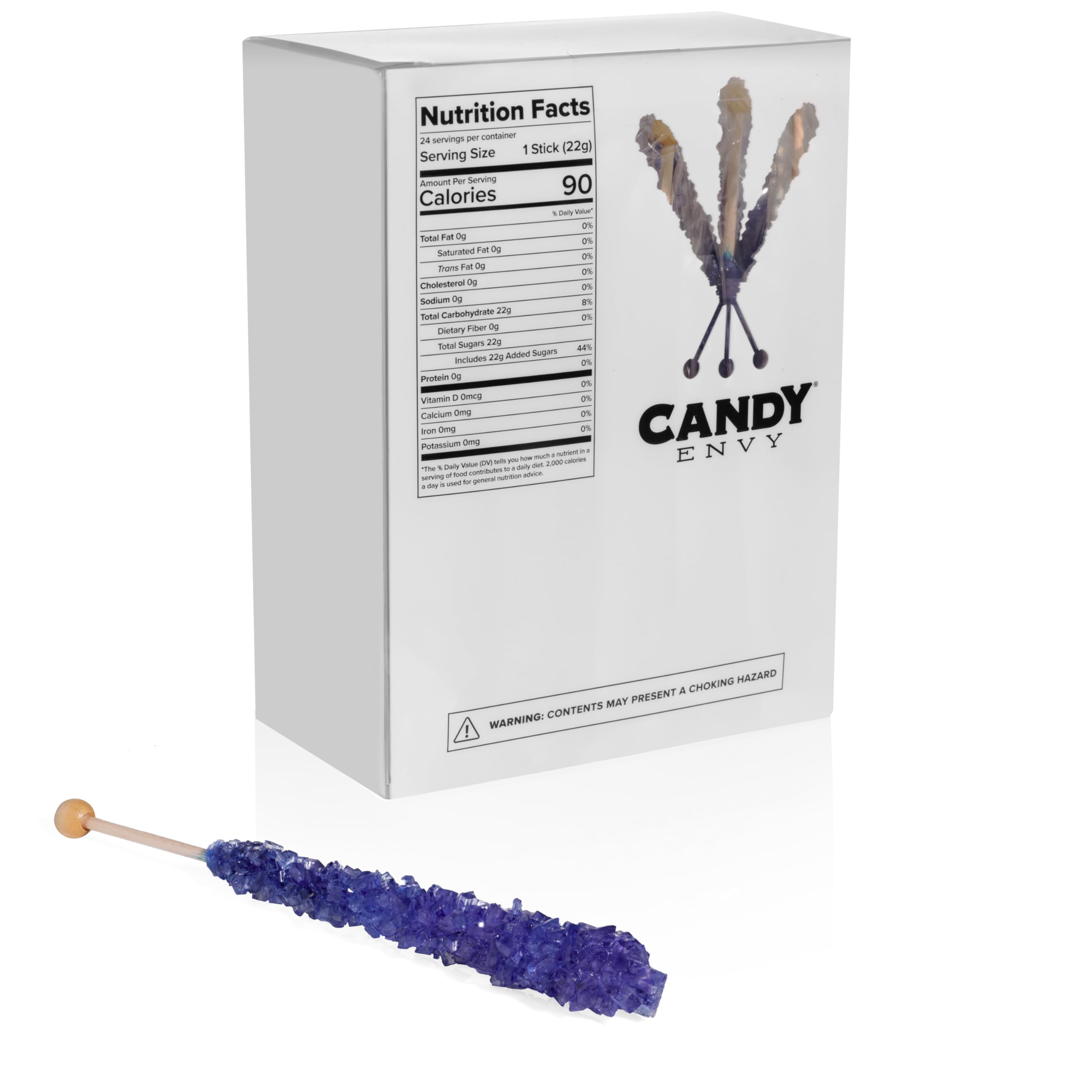 Dark Purple Grape Flavored Rock Candy Sugar Sticks - Individually Wrapped (24 Count) - Perfect for Birthday Parties, Wedding Favors & Candy Buffets