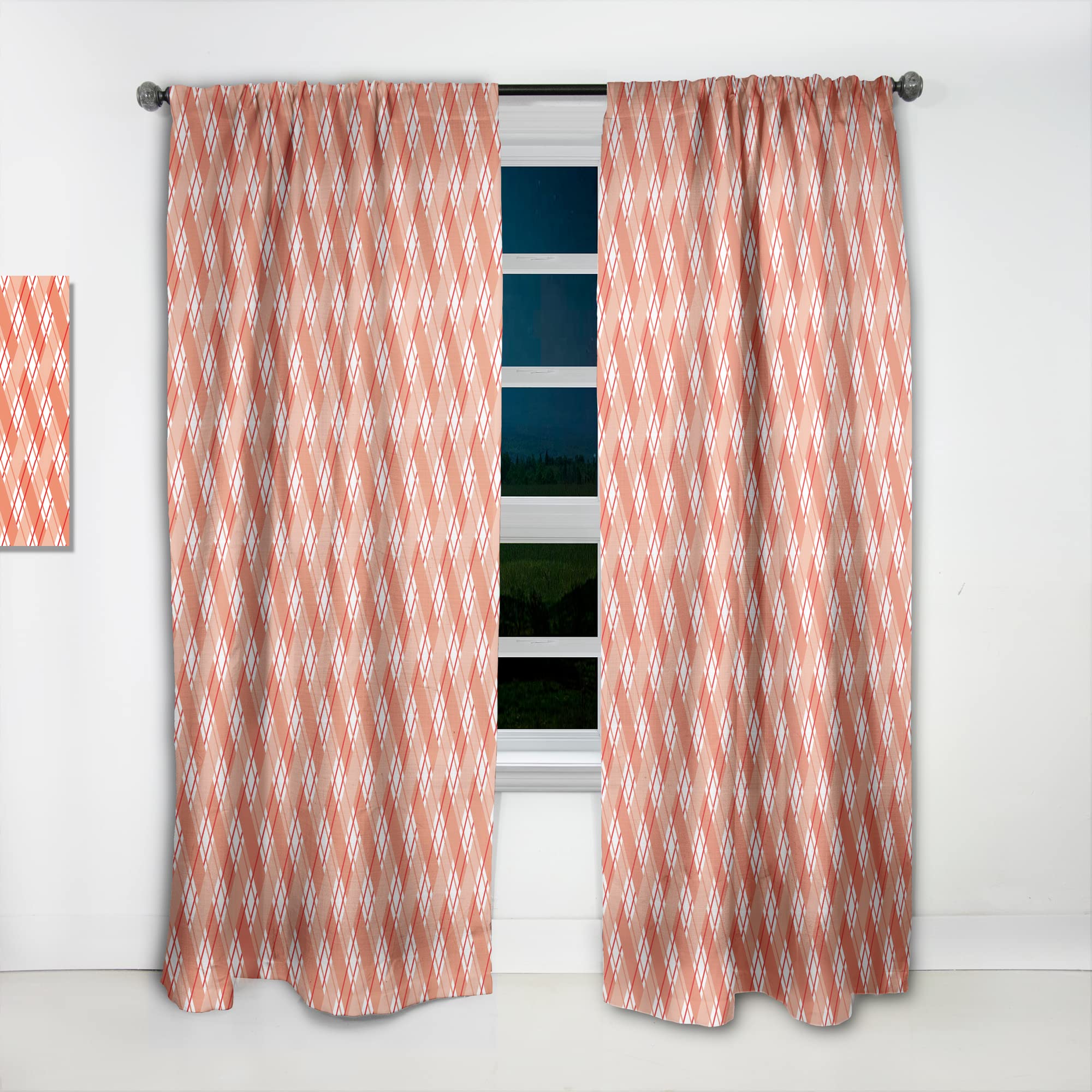 Retro Checkered Pattern Thermal Insulated Curtains - Single Panel 52x108 - Blackout Drapes for Bedroom & Living Room - Perfect for Home Decor, Privacy & Energy Efficiency