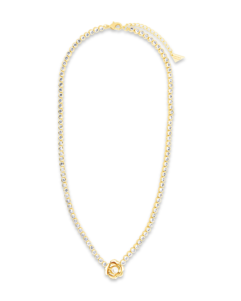 Elegant Rosa Pearl Flower CZ Tennis Necklace for Women - Perfect for Weddings, Parties & Special Occasions