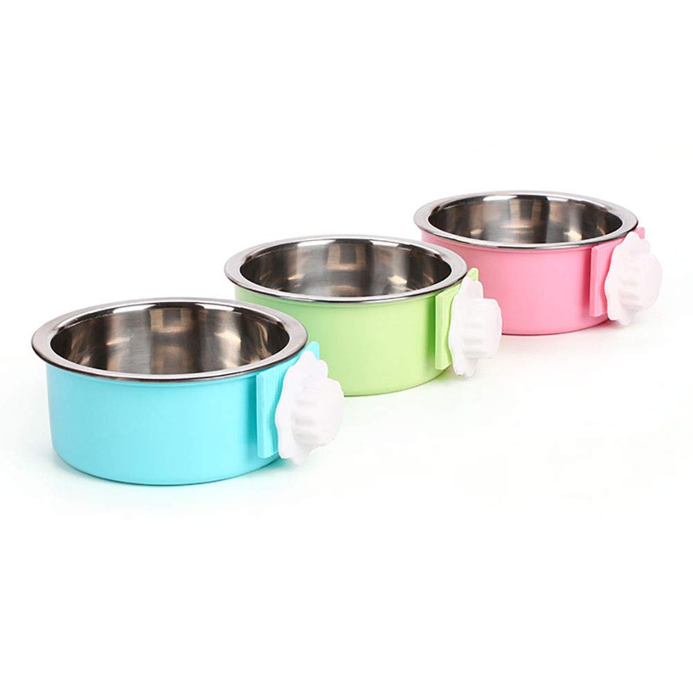 Luck Dawn Stainless Steel Removable Hanging Pet Bowl - Crate Food & Water Dish for Dogs, Cats, Rabbits, Birds & Small Animals - Secure Bolt Holder - Small (2-Pack) - Perfect for Travel, Crates & Outdoor Use